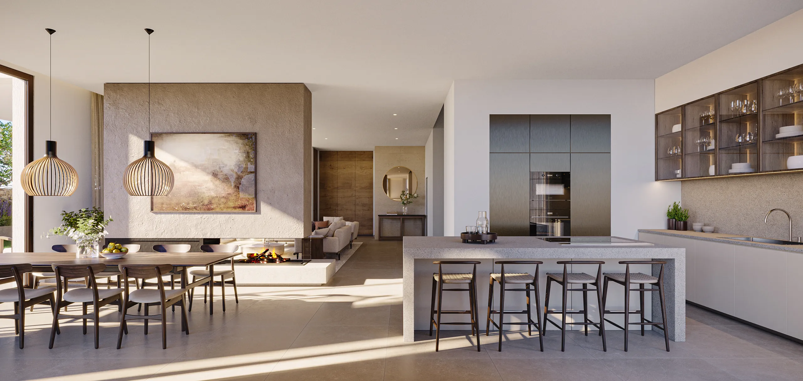 Villa Santanyi Mallorca Comedor visualizacion arquitectonica