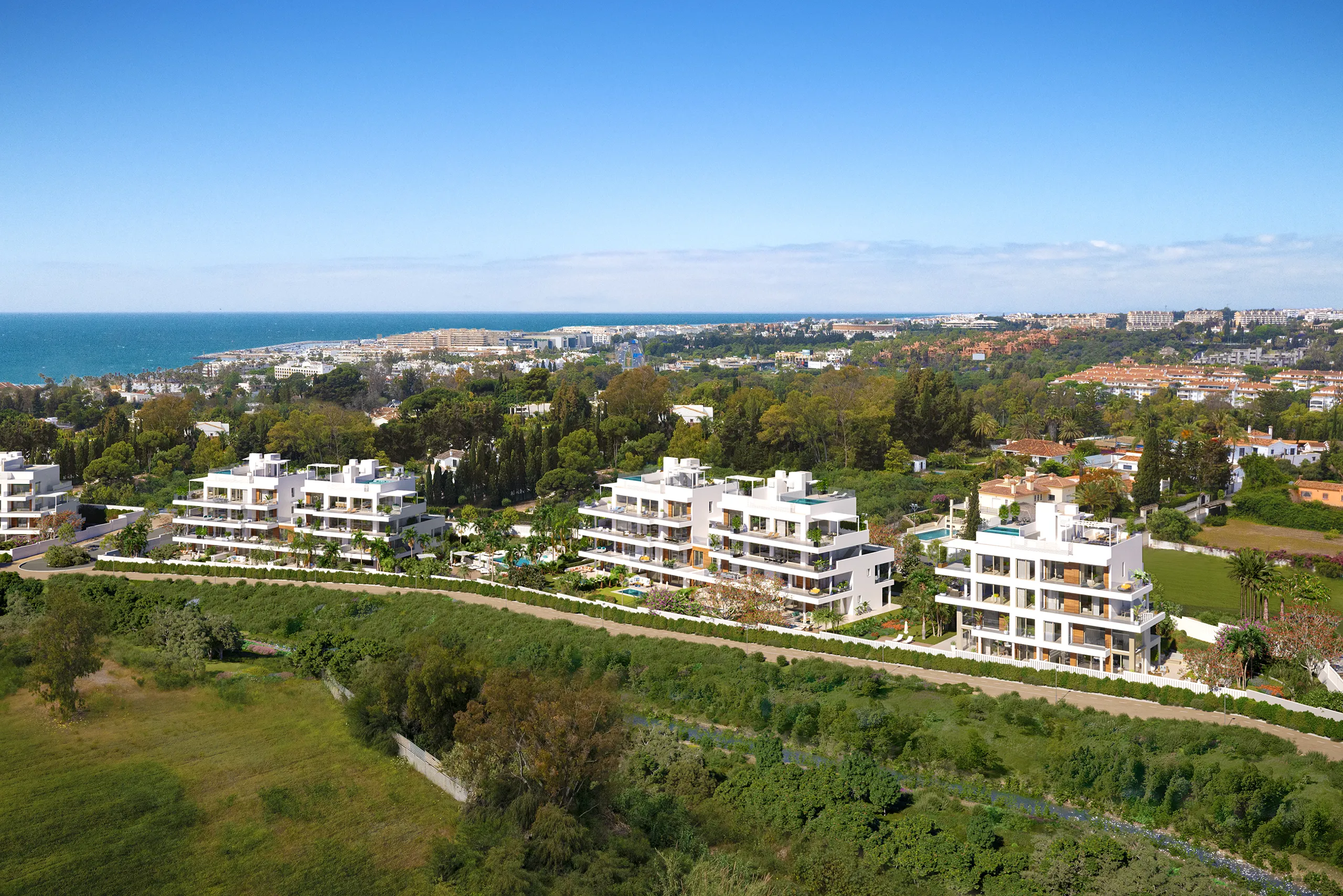 Benalus Residences Golden Mile Marbella Aerial view Architectural Renders