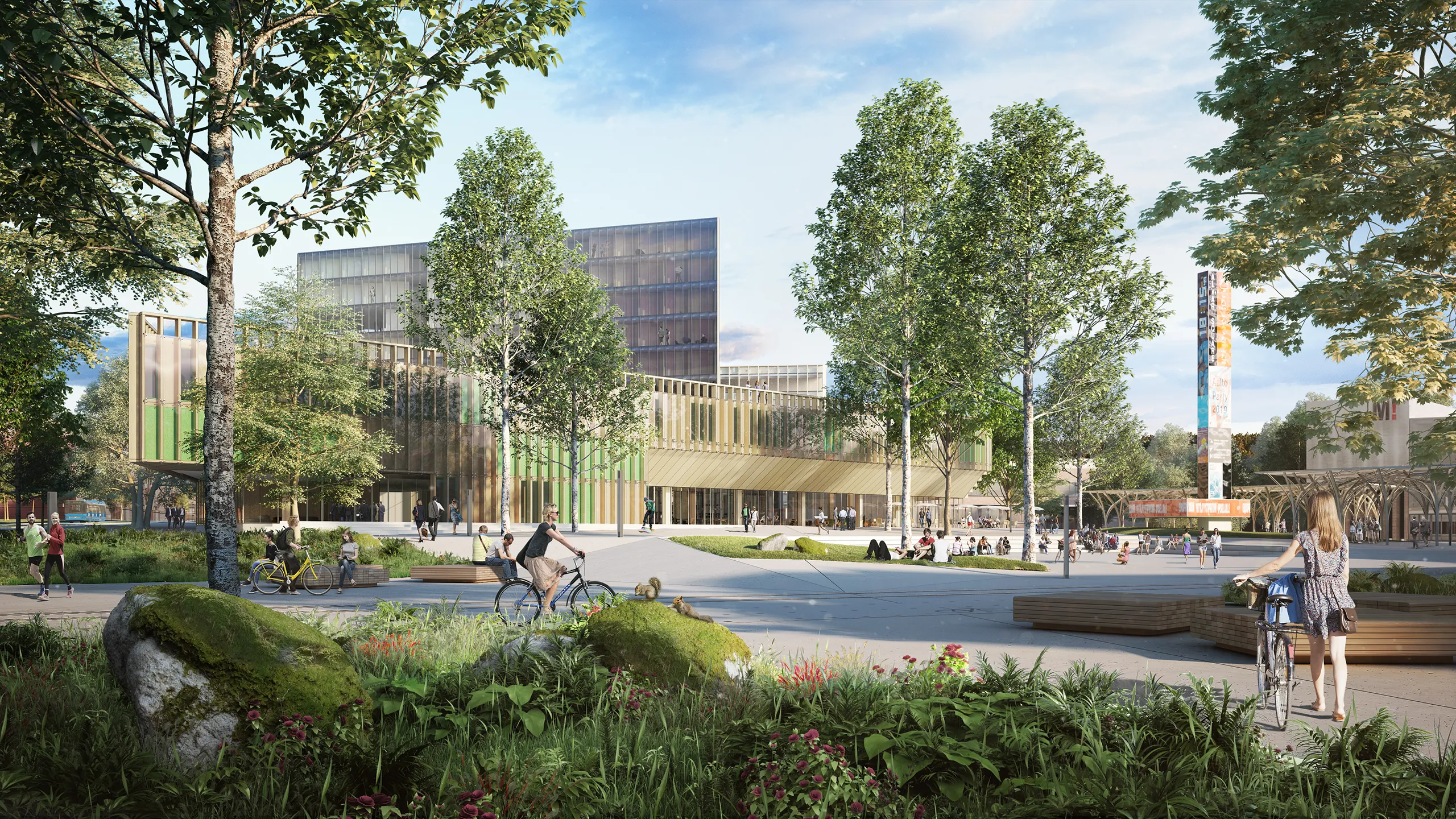 Housing Otaniemi Finland Garden real estate rendering