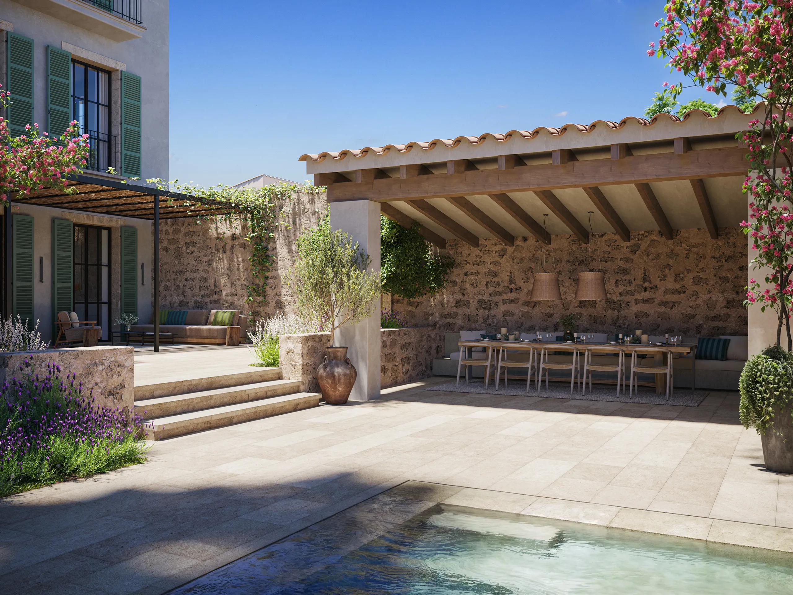 Townhouse Santanyi Mallorca Pergola Architectural Vr