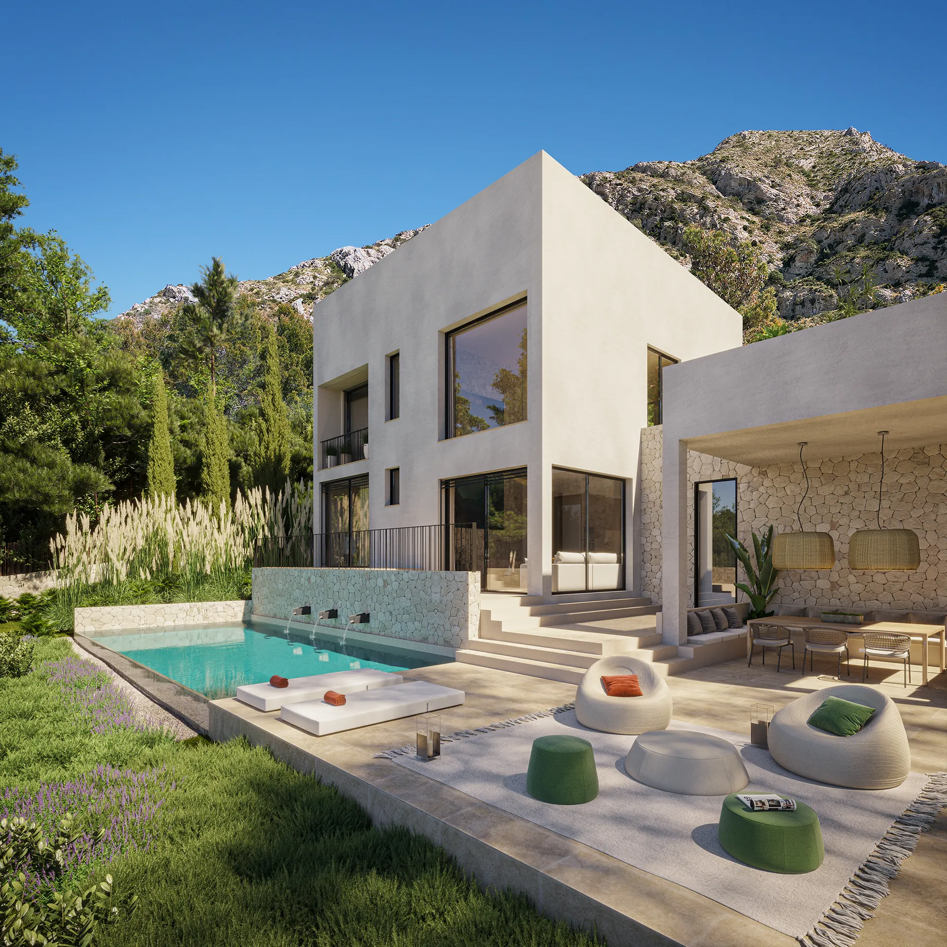 House Alcudia Mallorca Pool Architectural 3D