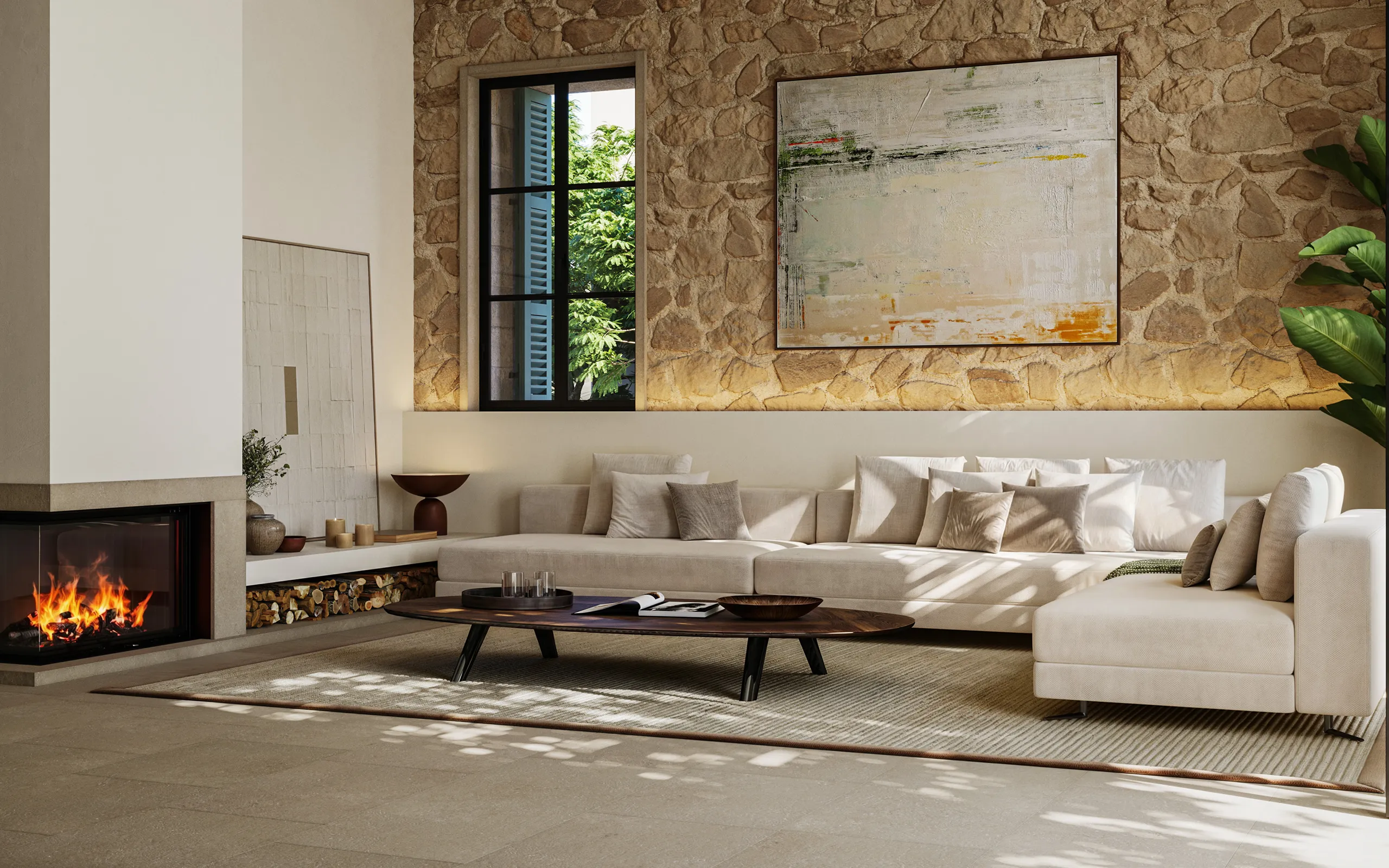 Townhouse Santanyi Mallorca Living Photorealistics Visualisations