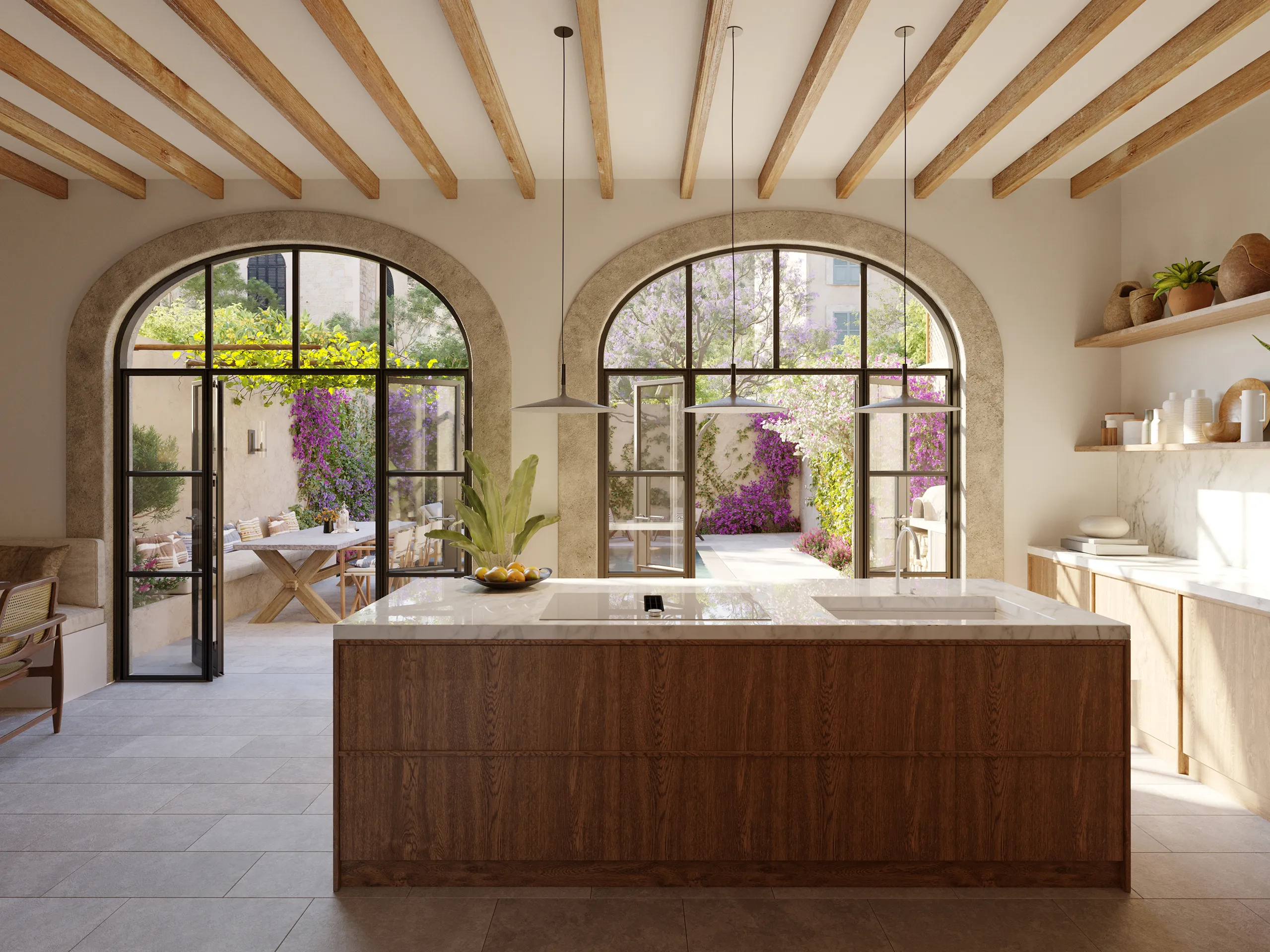 Casa Berrow Soller Mallorca cocina Visualizacion arquitectonica