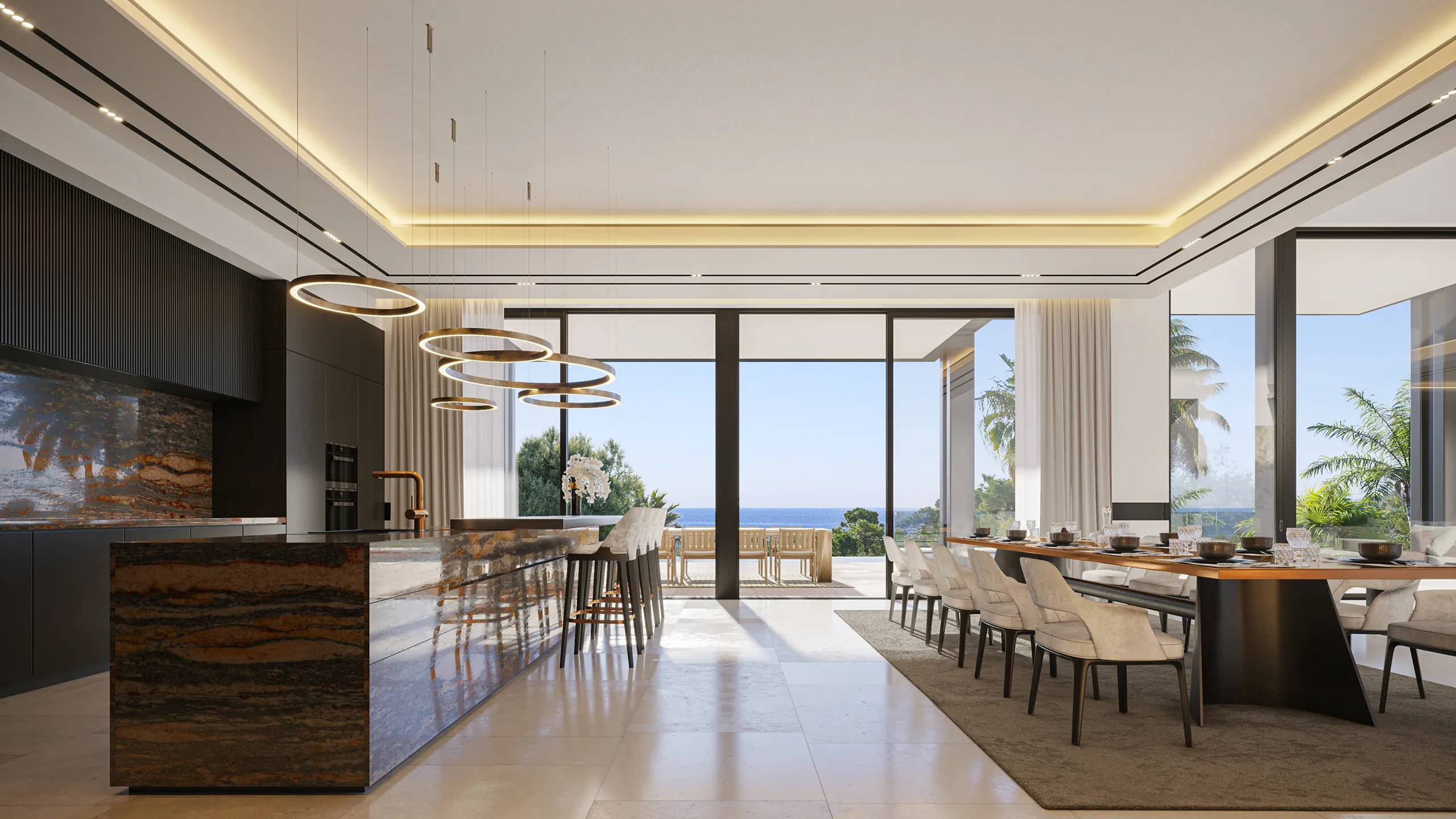 Villa lujo Marbella Comedor visualizacion arquitectonica