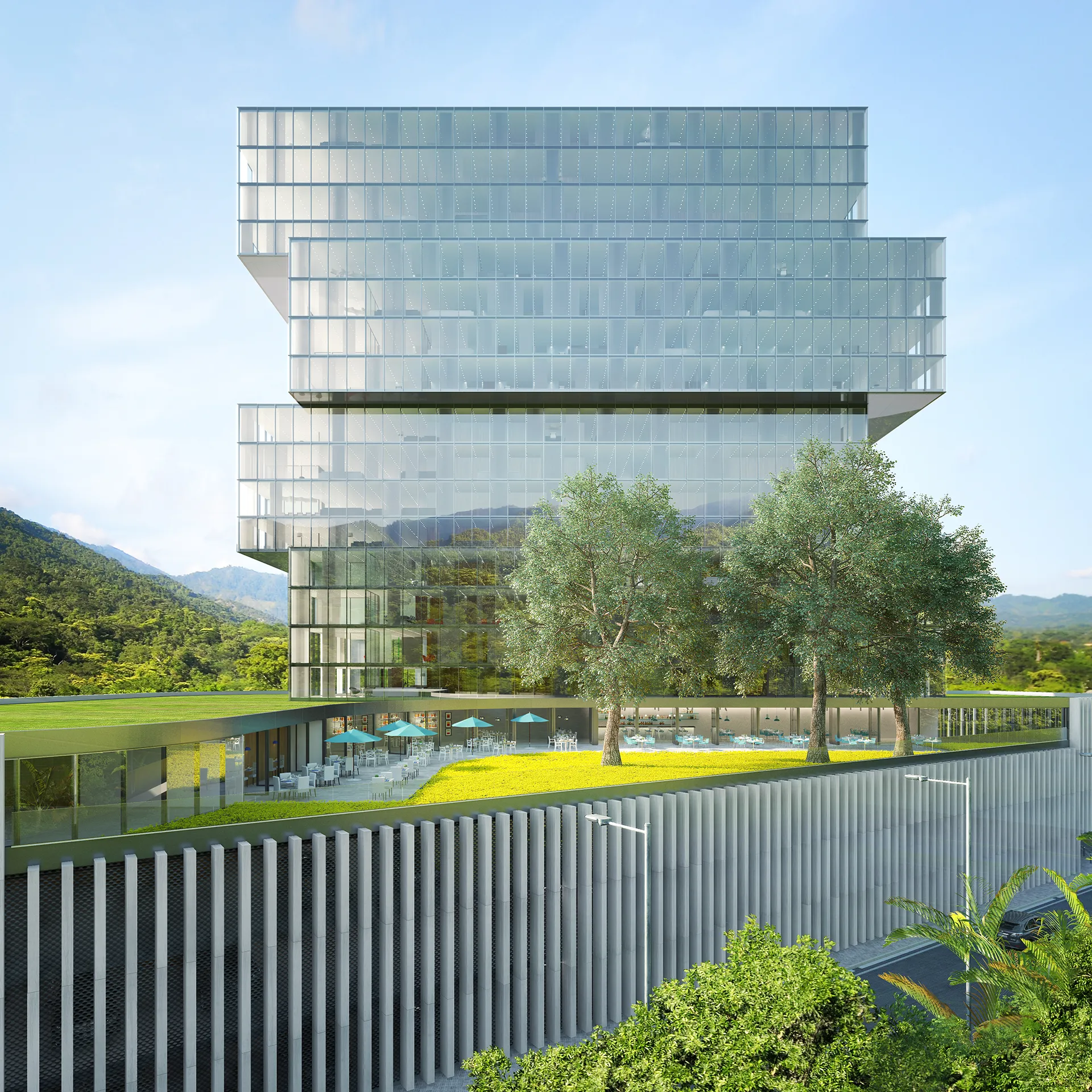 Office Honduras Fassade eye level Architecture Cgi