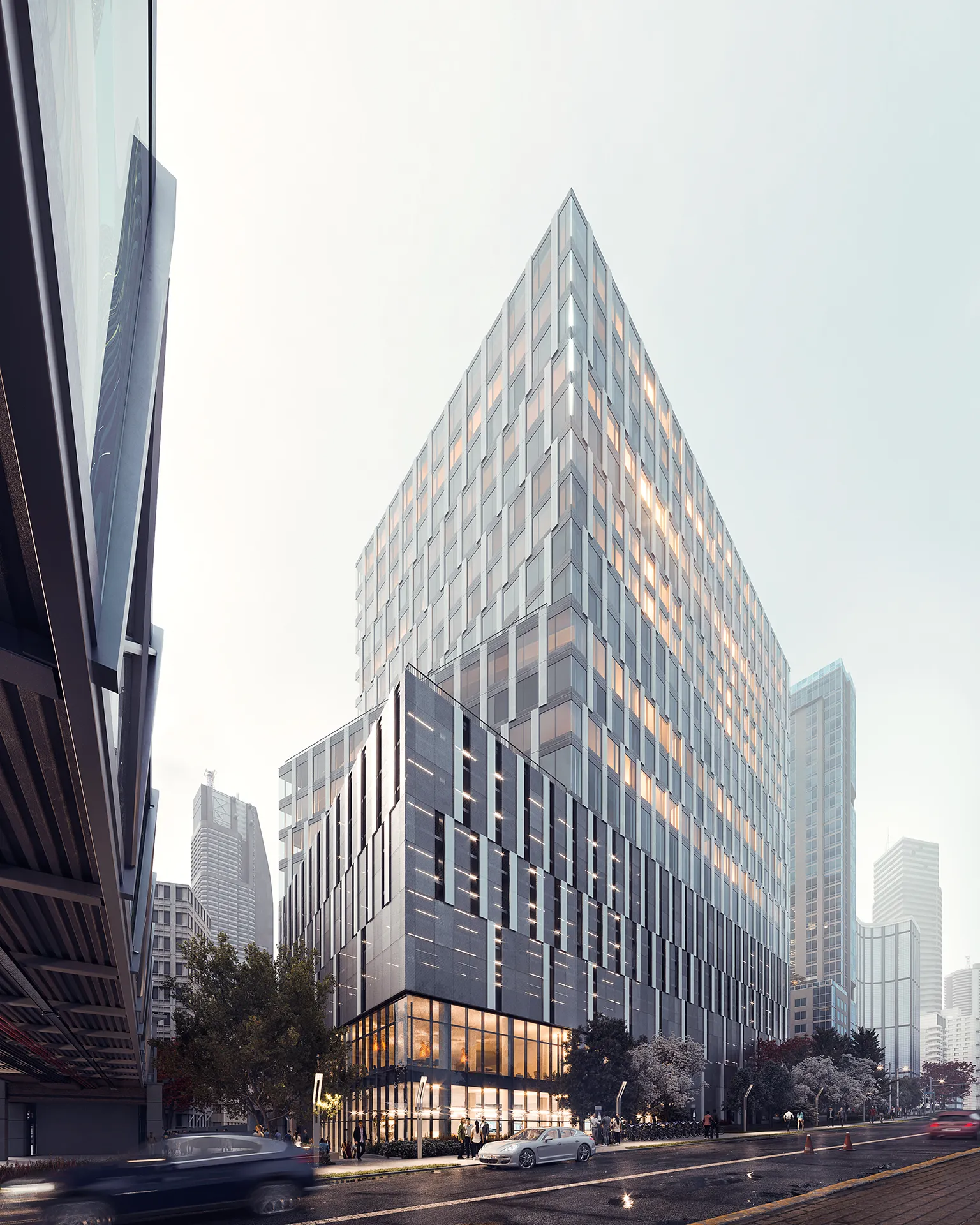 Tysons Headquarters Chicago Usa Fassade eye level photorealistic render