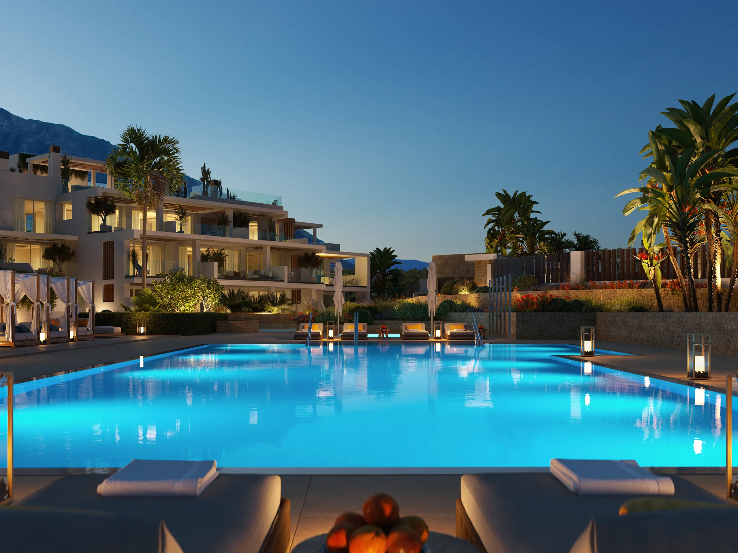 Apartments the Earth Marbella Pool 3D Architecture