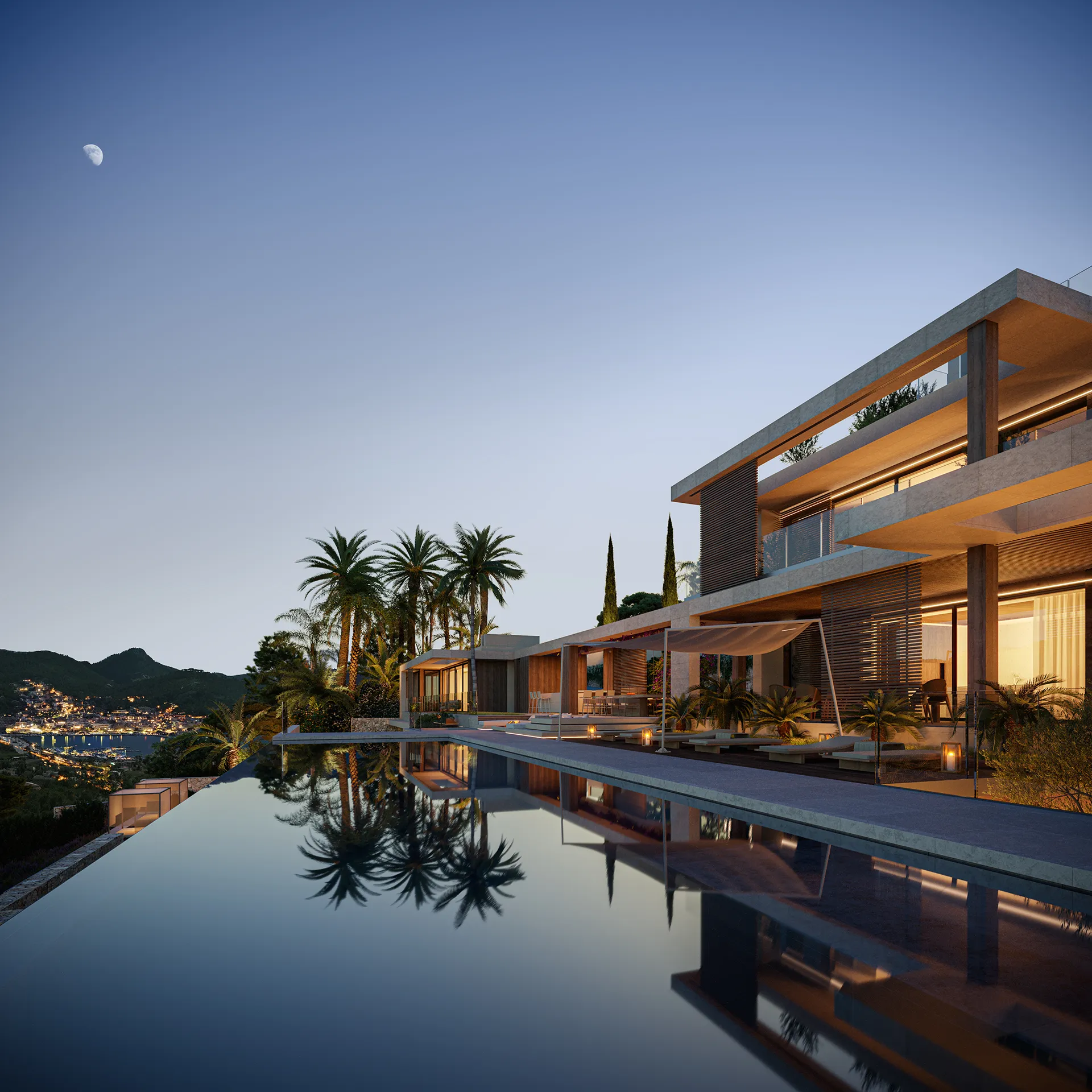 Villa High End Andratx Mallorca Pool Architectural Visualization