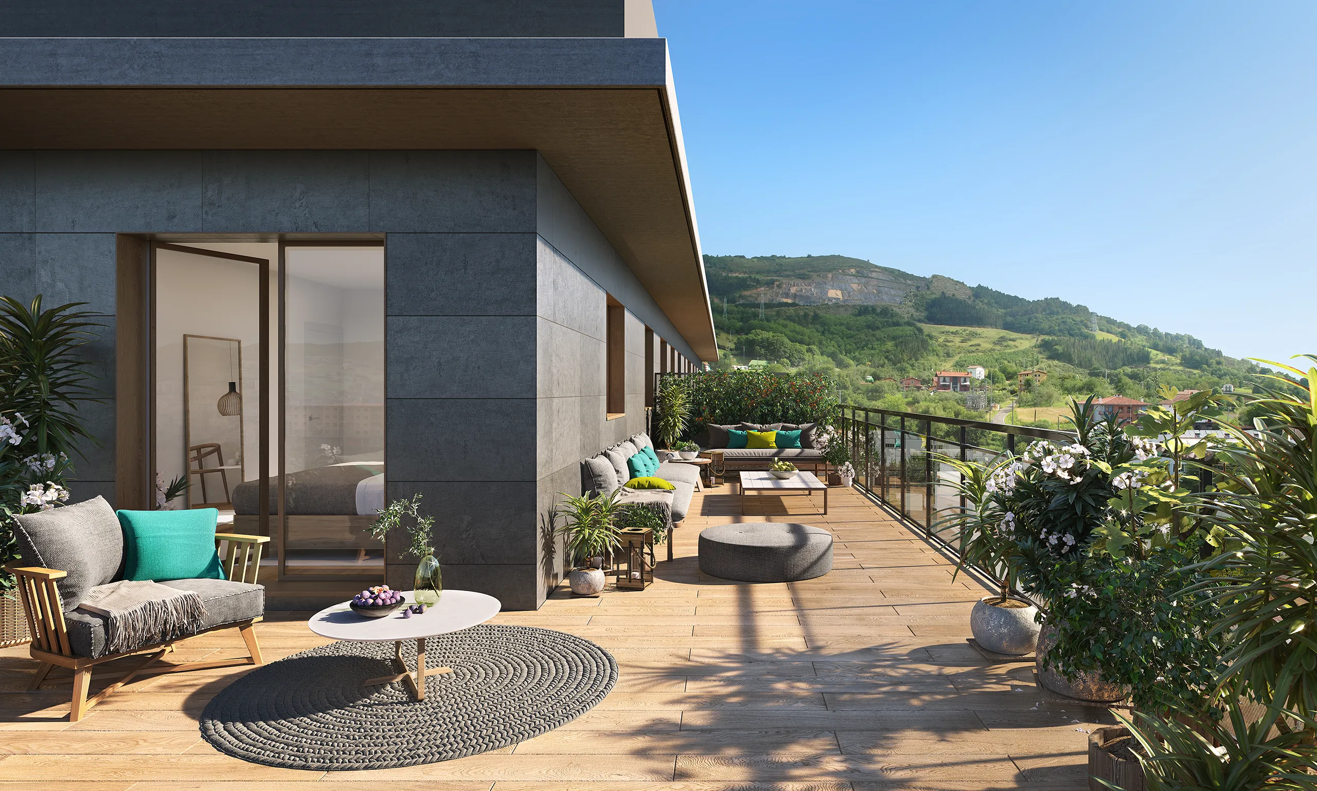 Viviendas Andoain San Sebastian terraza Render arquitecturas