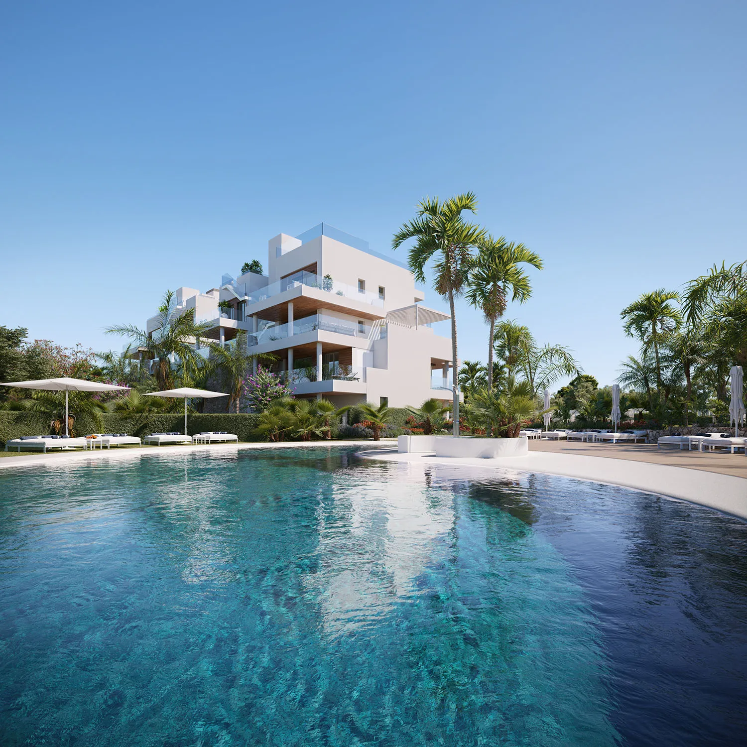 Benalus Residences Golden Mile Marbella Pool real estate rendering