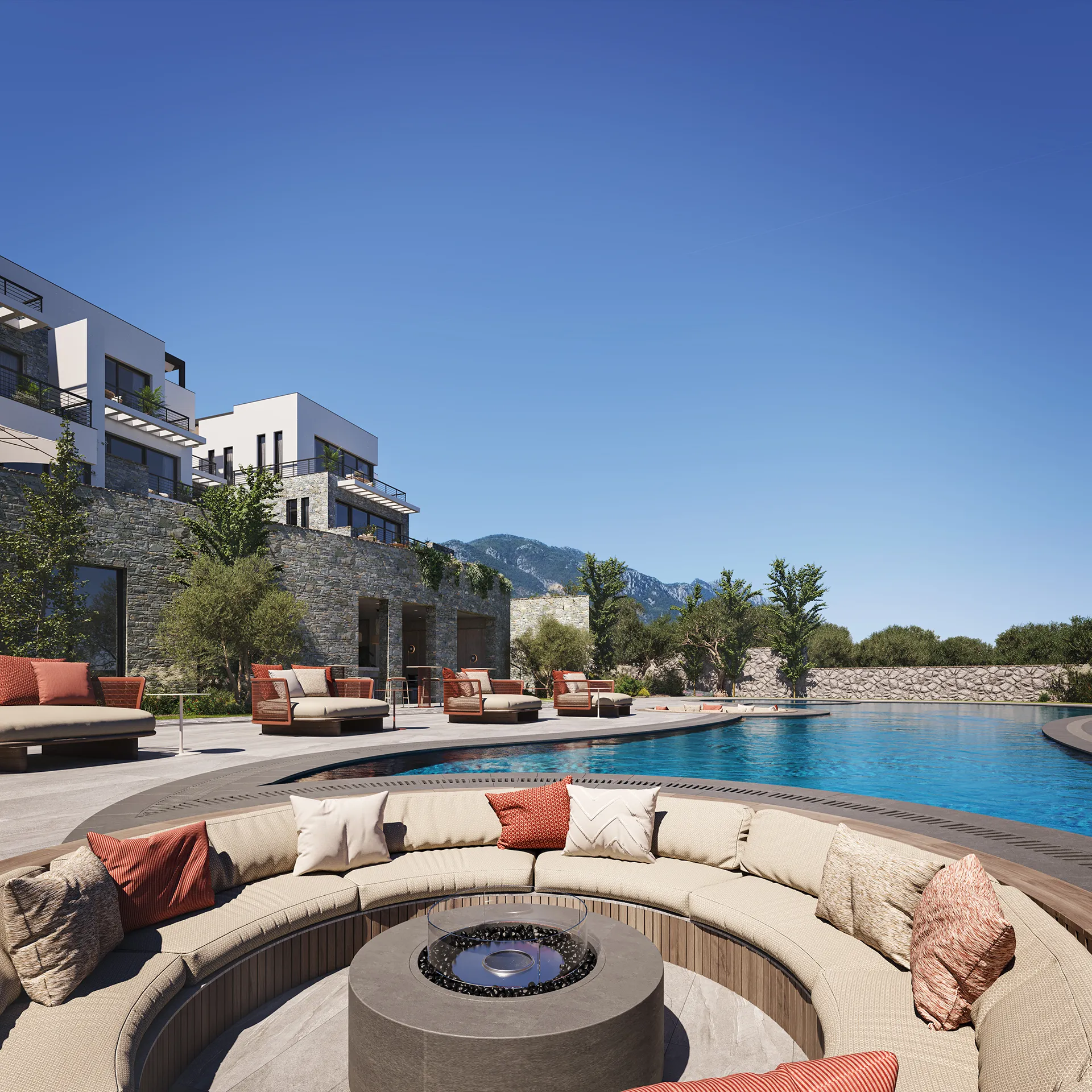 Terra Hill Alsancak Cyprus hoguera render fotorrealista