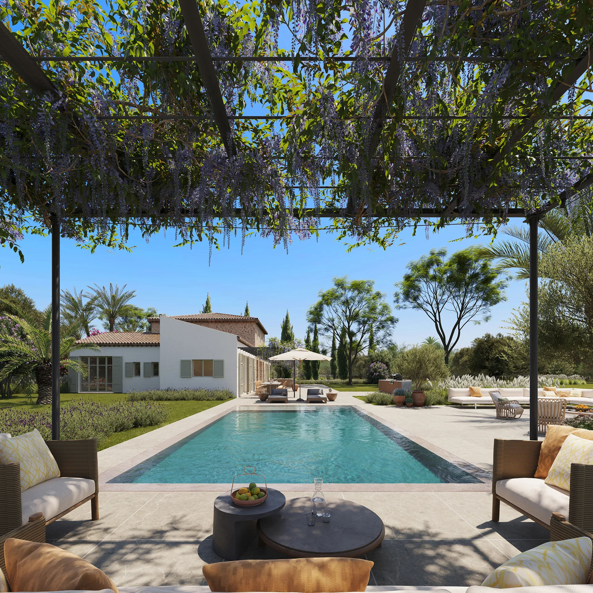 Finca Manacor Mallorca Pool Photorealistics Renderings