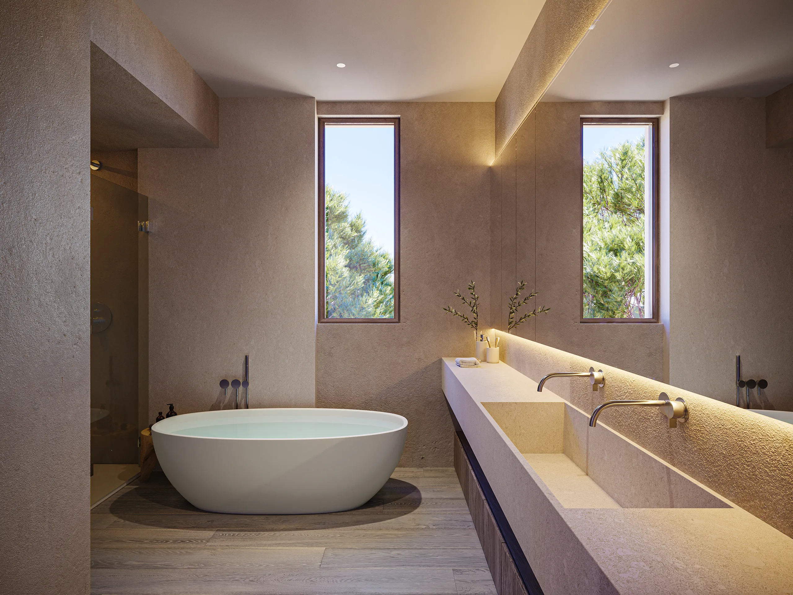 Villa Santanyi Mallorca Baño fotorrealismo CGI