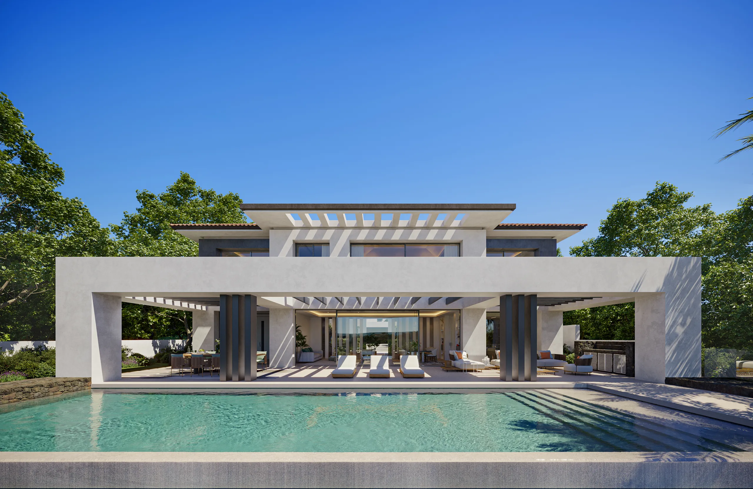House Marbella Pool Hyperrealistic Visualisation