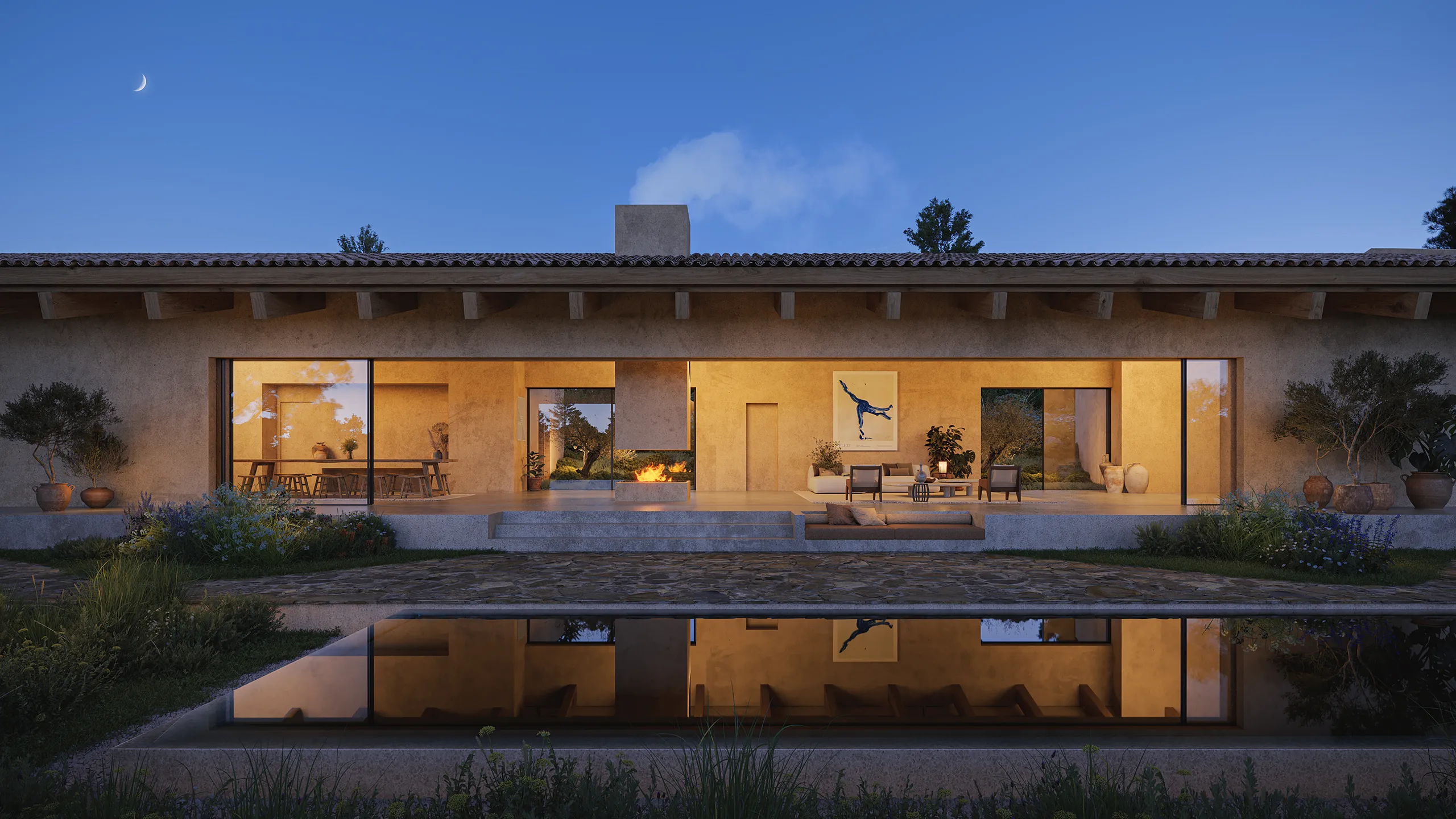 Finca Sta Ponca Mallorca Living Architectural Rendering