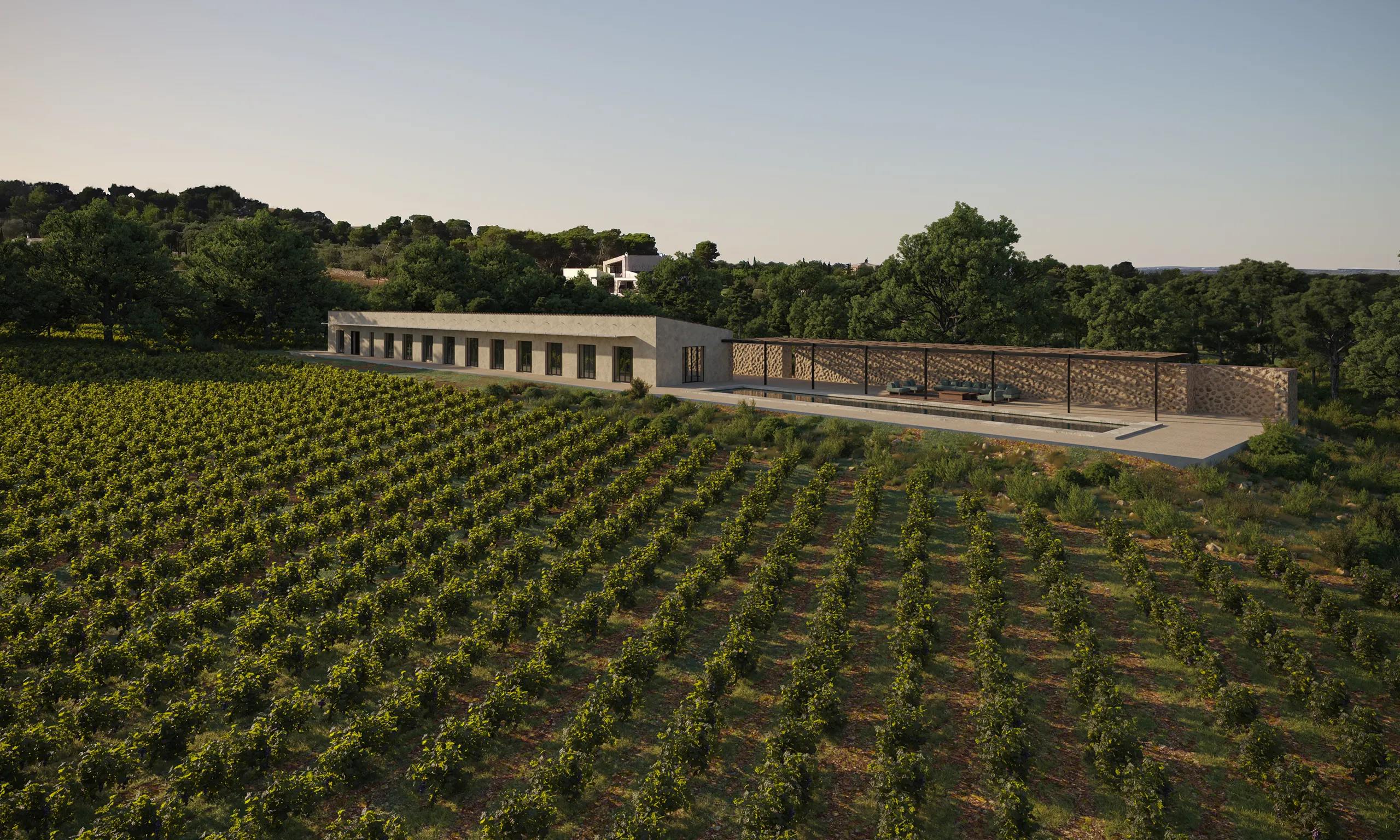 Finca Randa Mallorca Aerial view Architectural Rendering