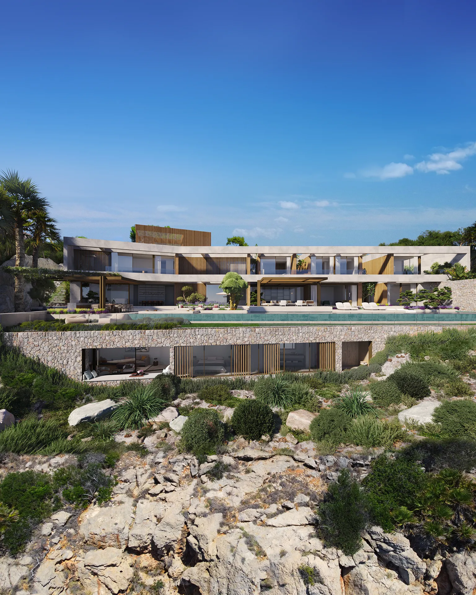 Villa Maravant Andratx Mallorca Fachada Render fotorrealista