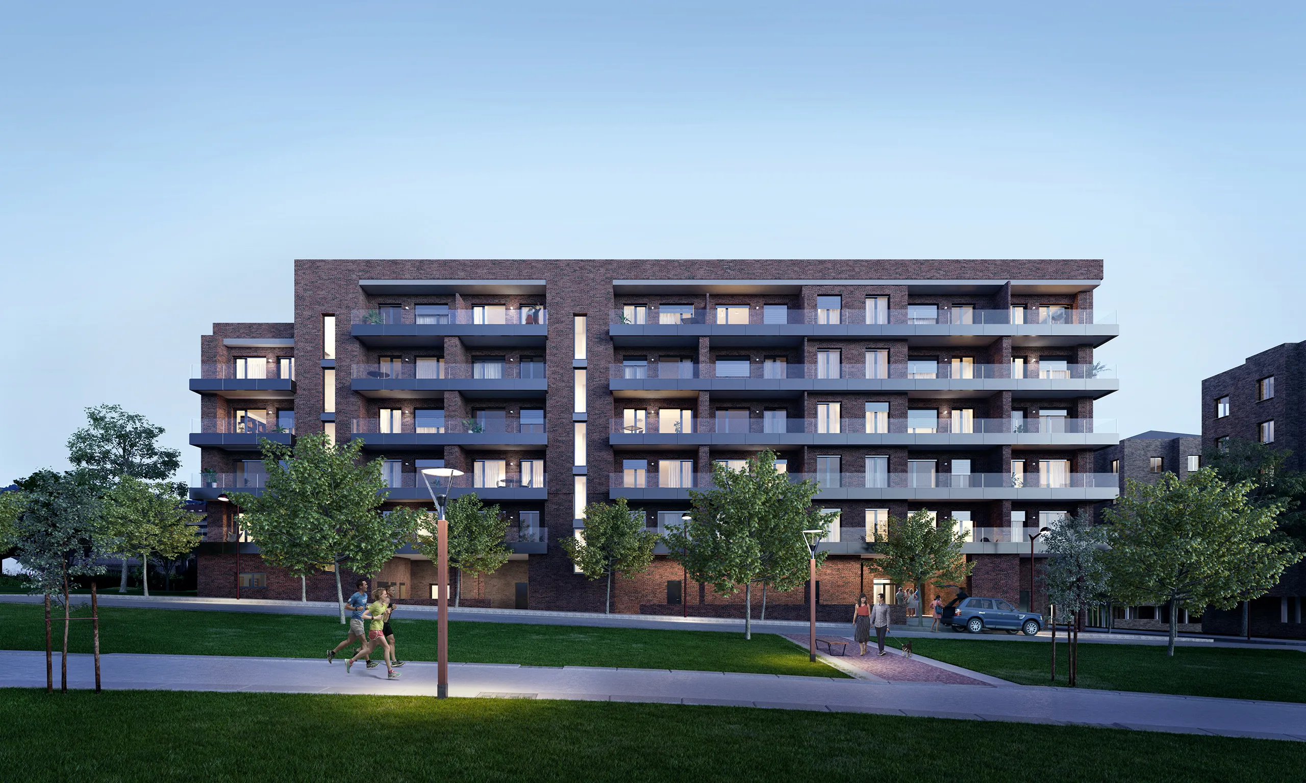 Viviendas Parque Rubin Gijon Fassade eye level Photorealistic Renders