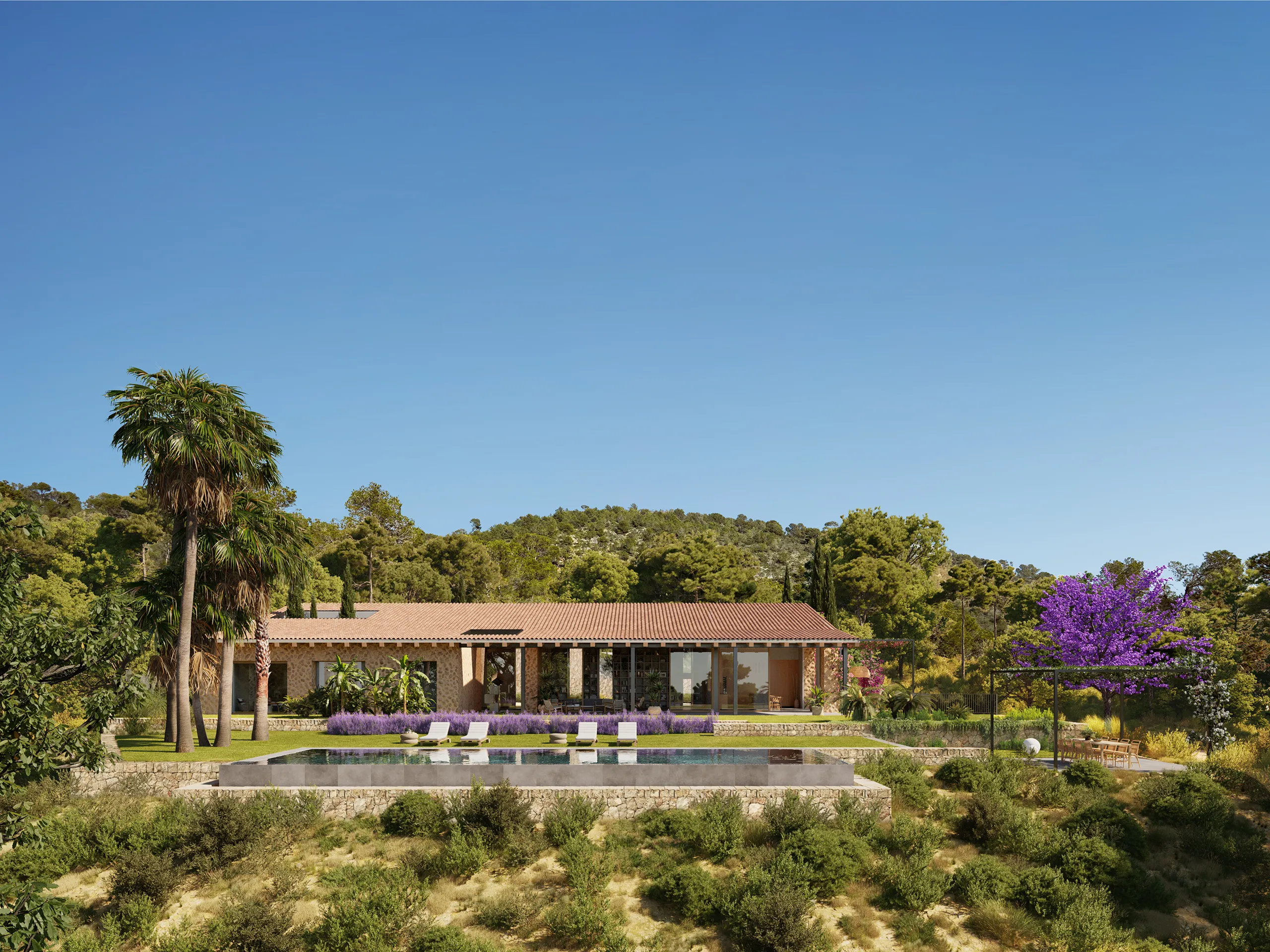 Finca Bunyola Mallorca Pool Architectural 3D