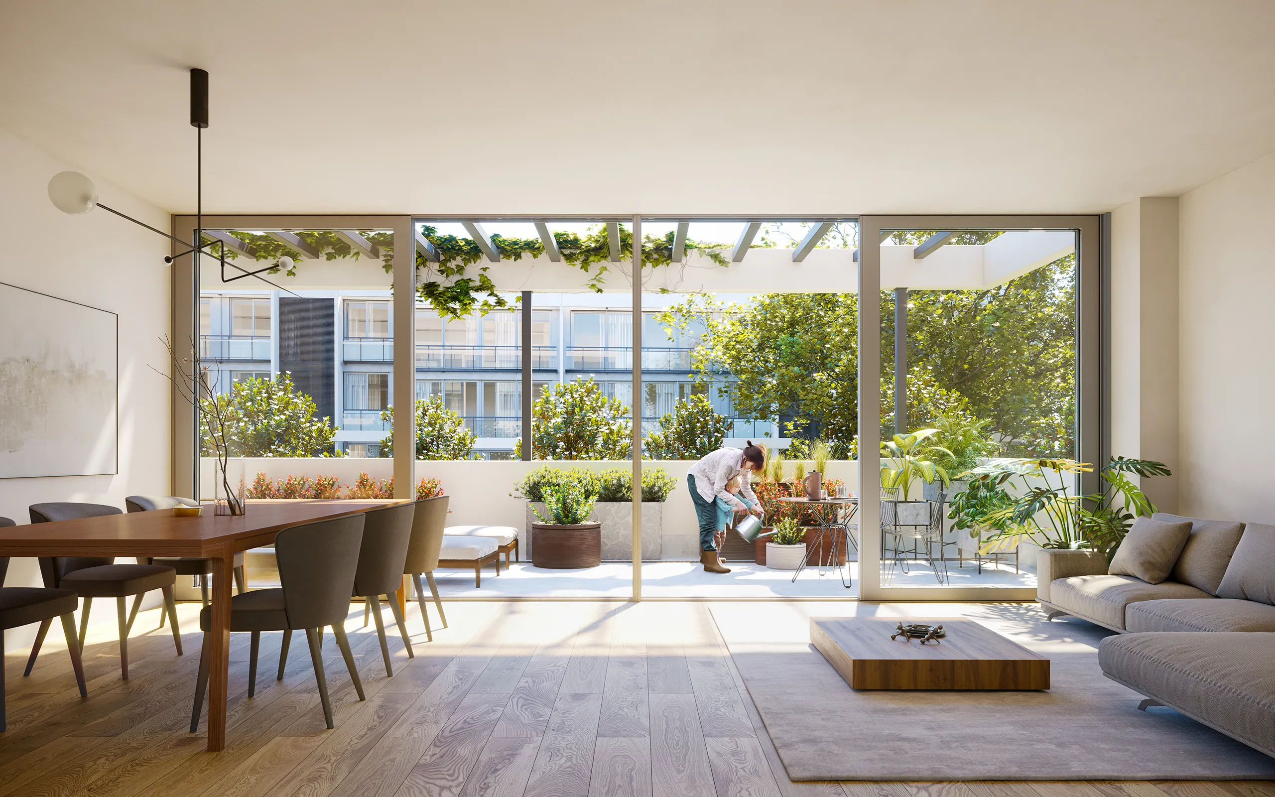 Housing Aravaca Madrid Dining photorealistic visualization