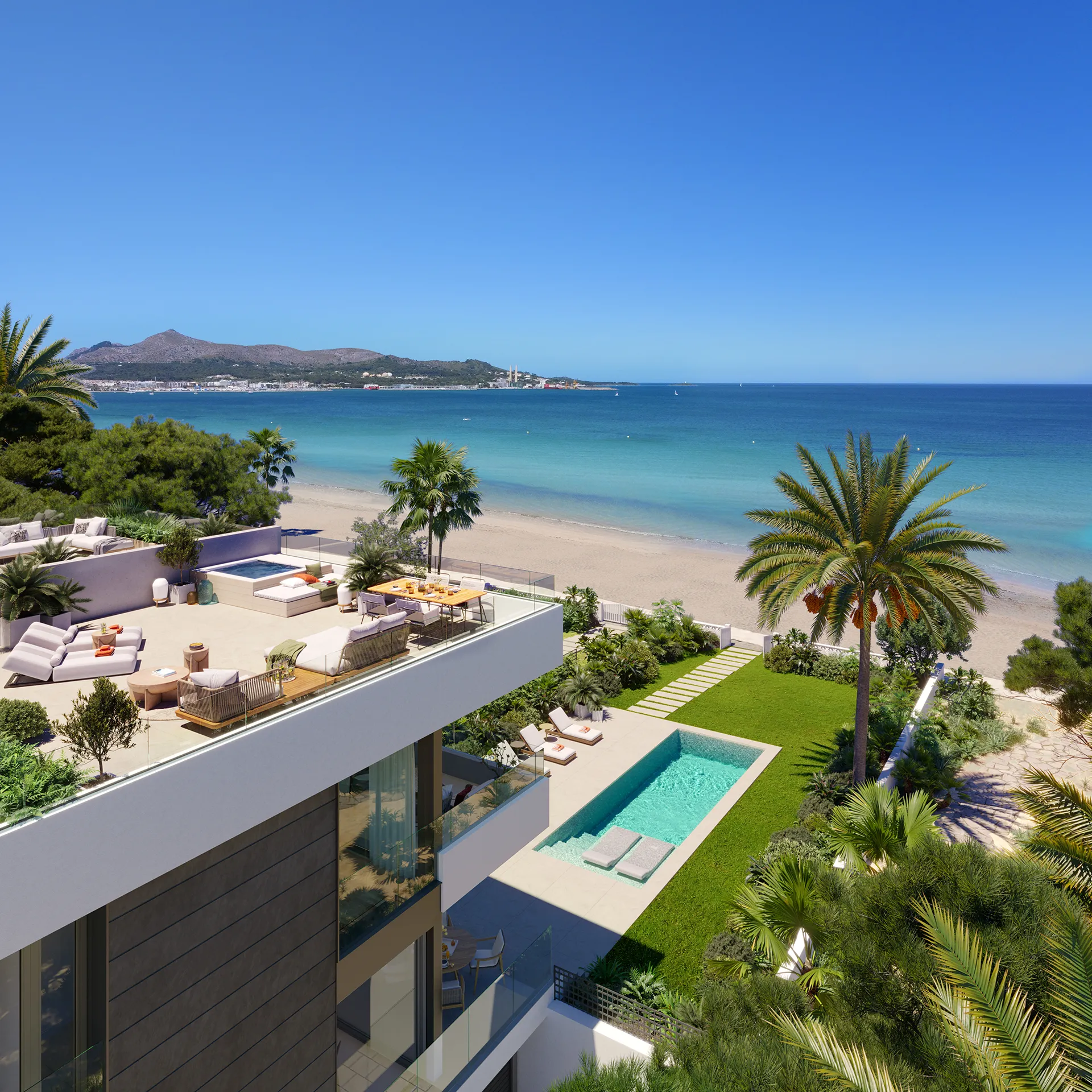 Villa Alcudia Mallorca Aerial view Photorealistic Vr