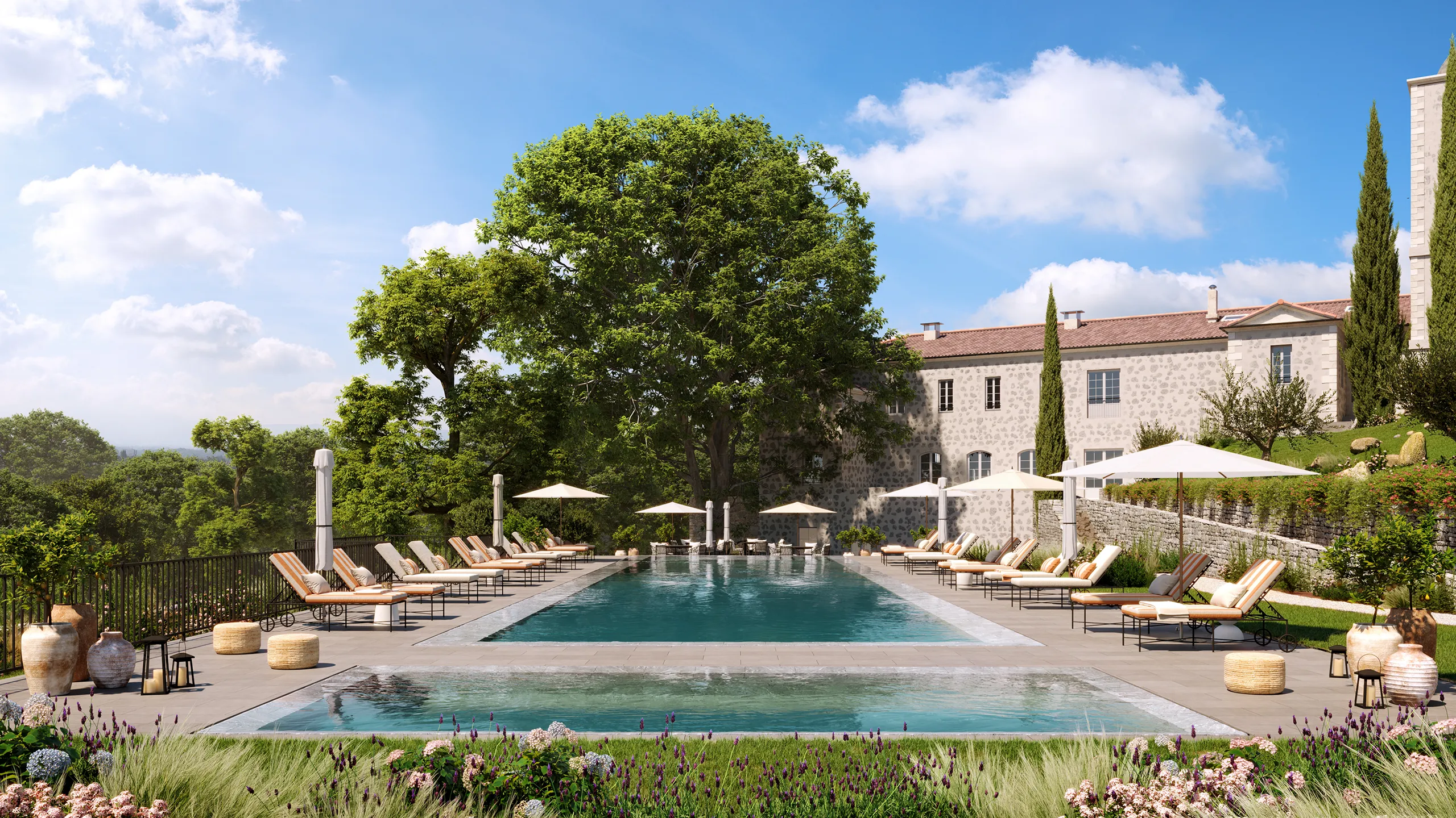 Hotel Couvent Mane Francia piscina 3D Inmobiliario