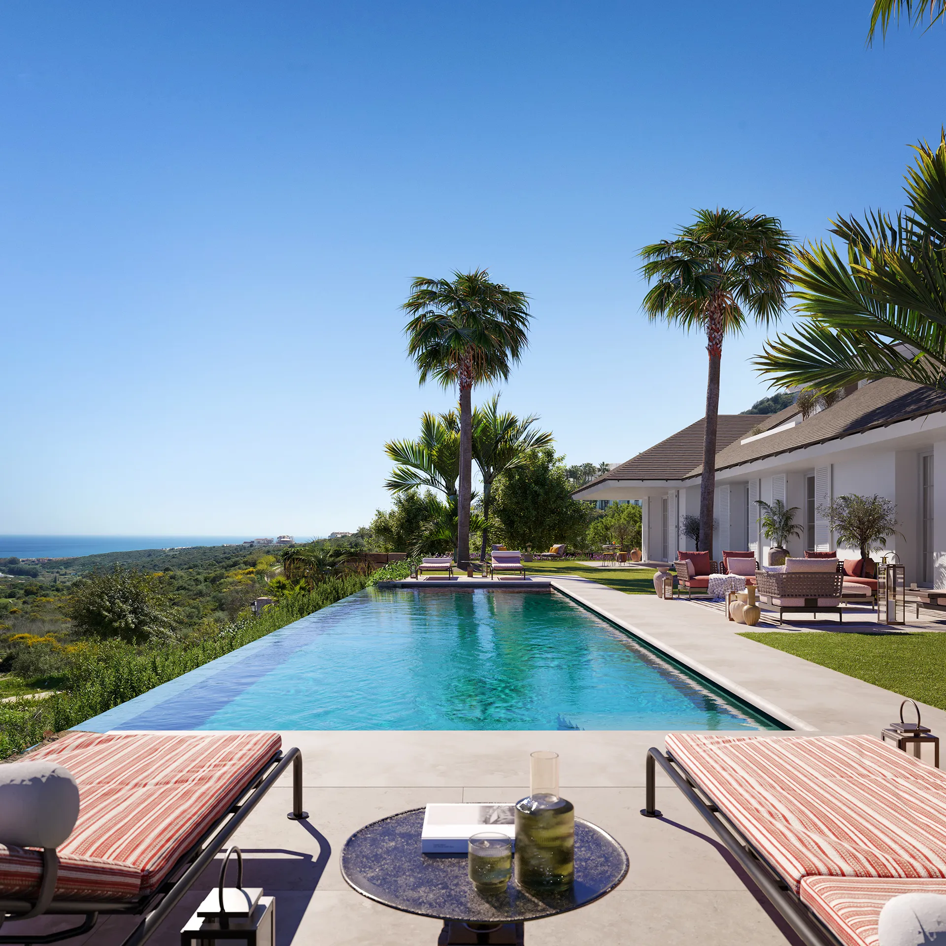 casa Finca Cortesin Marbella piscina render fotorrealista