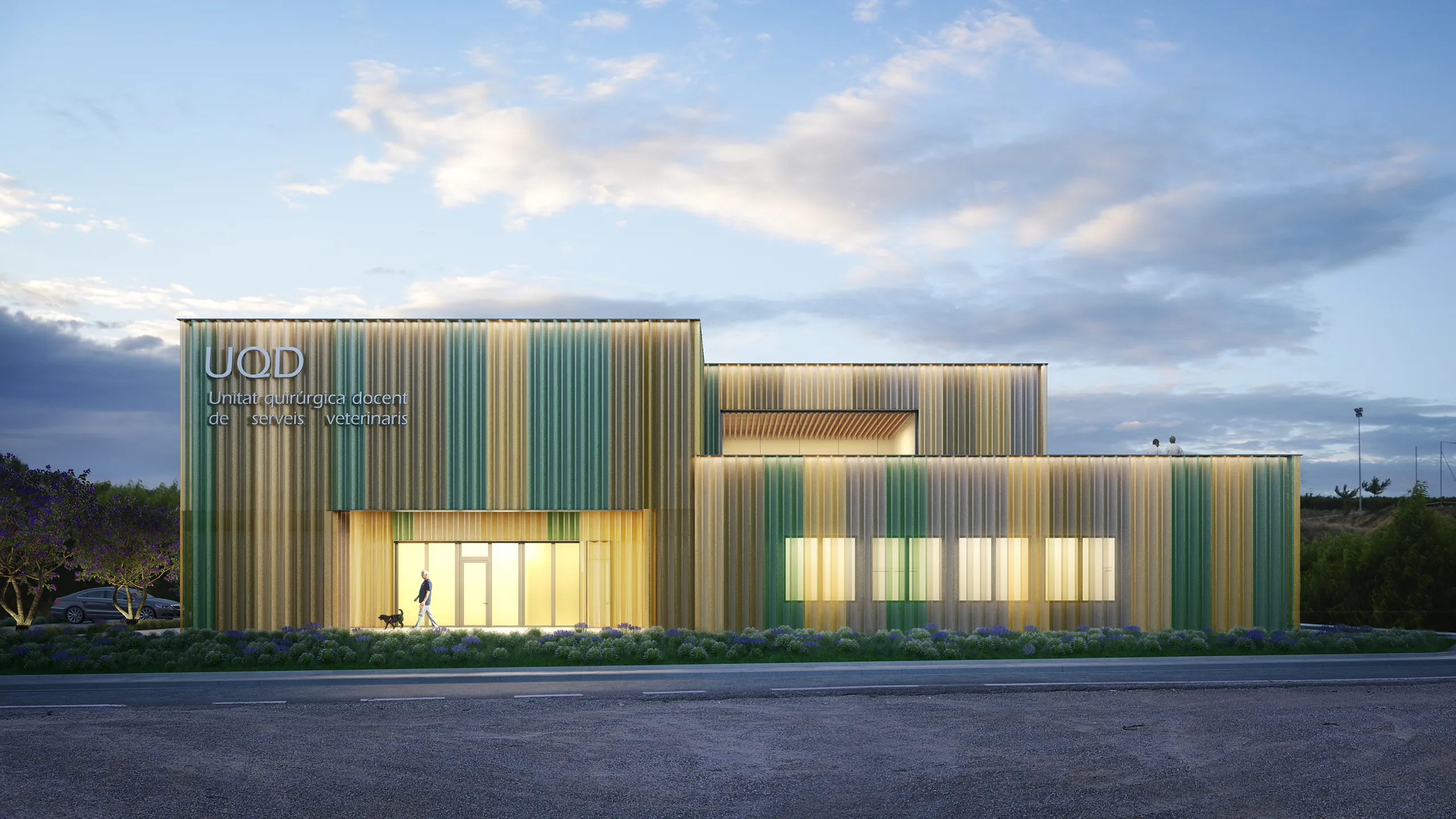 Veterinaria clinic Lleida Fassade eye level Photorealistic Visualization