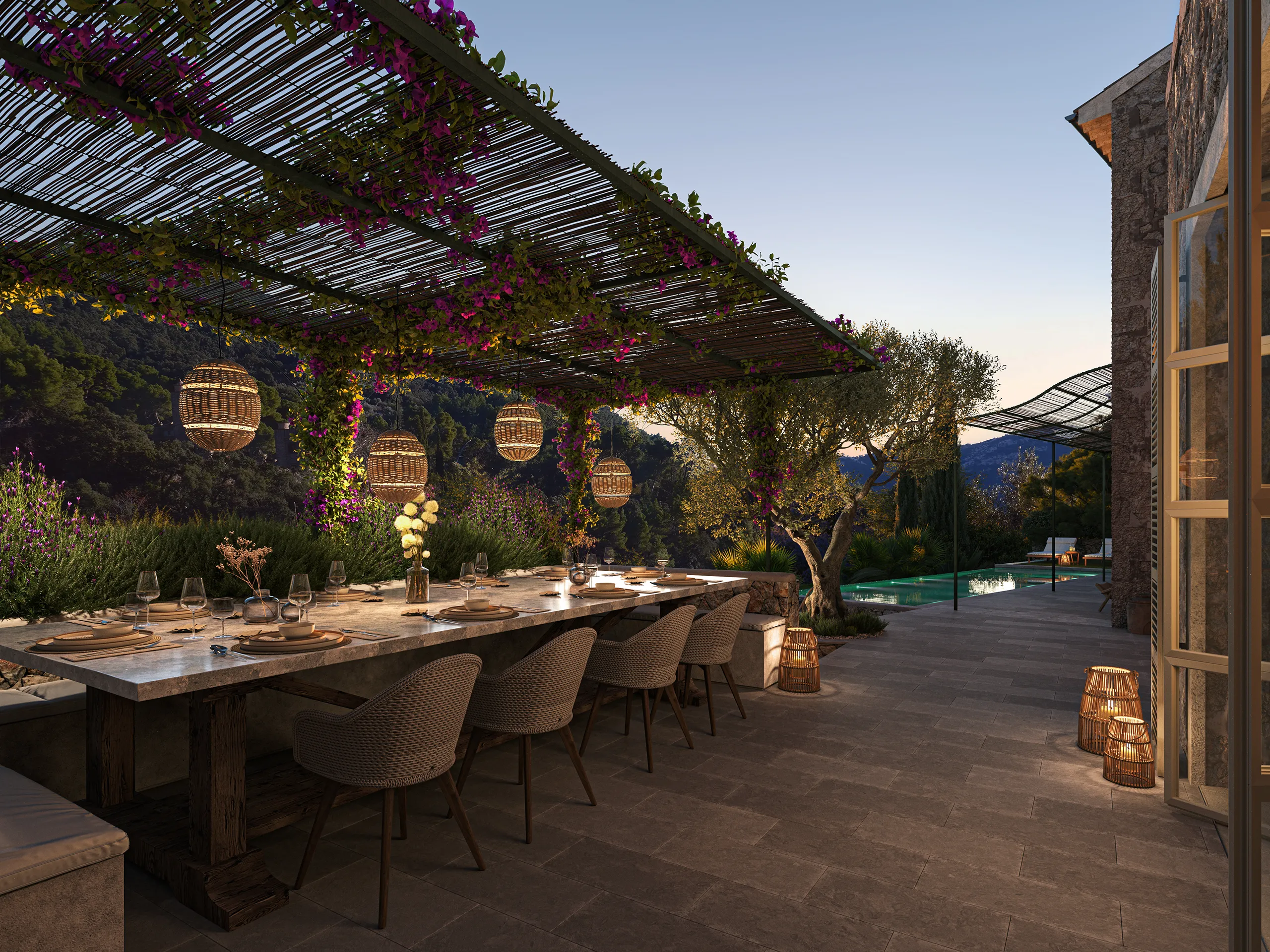 Casa Valldemossa Mallorca pergola Renders arquitectura