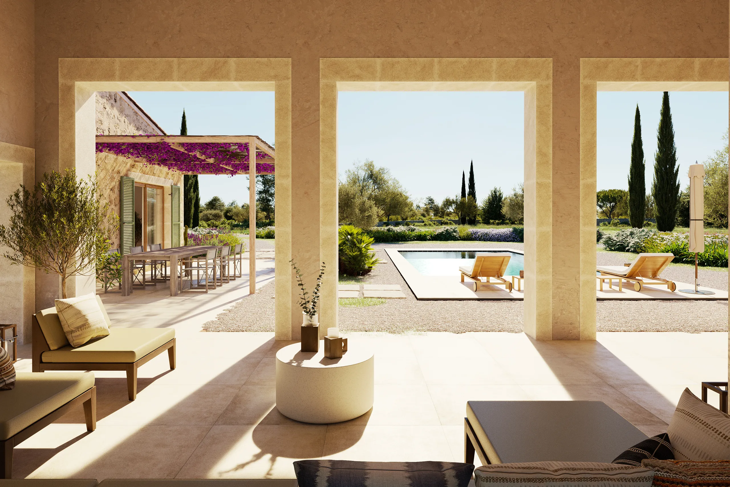 House Campo Santanyi Mallorca terrace Photorealistic Renders