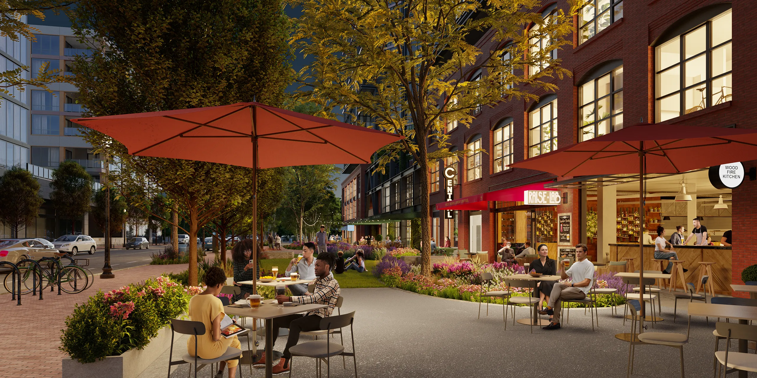 The Stacks Masterplan Washington Usa Restaurant Bar Photorealistic Visualization