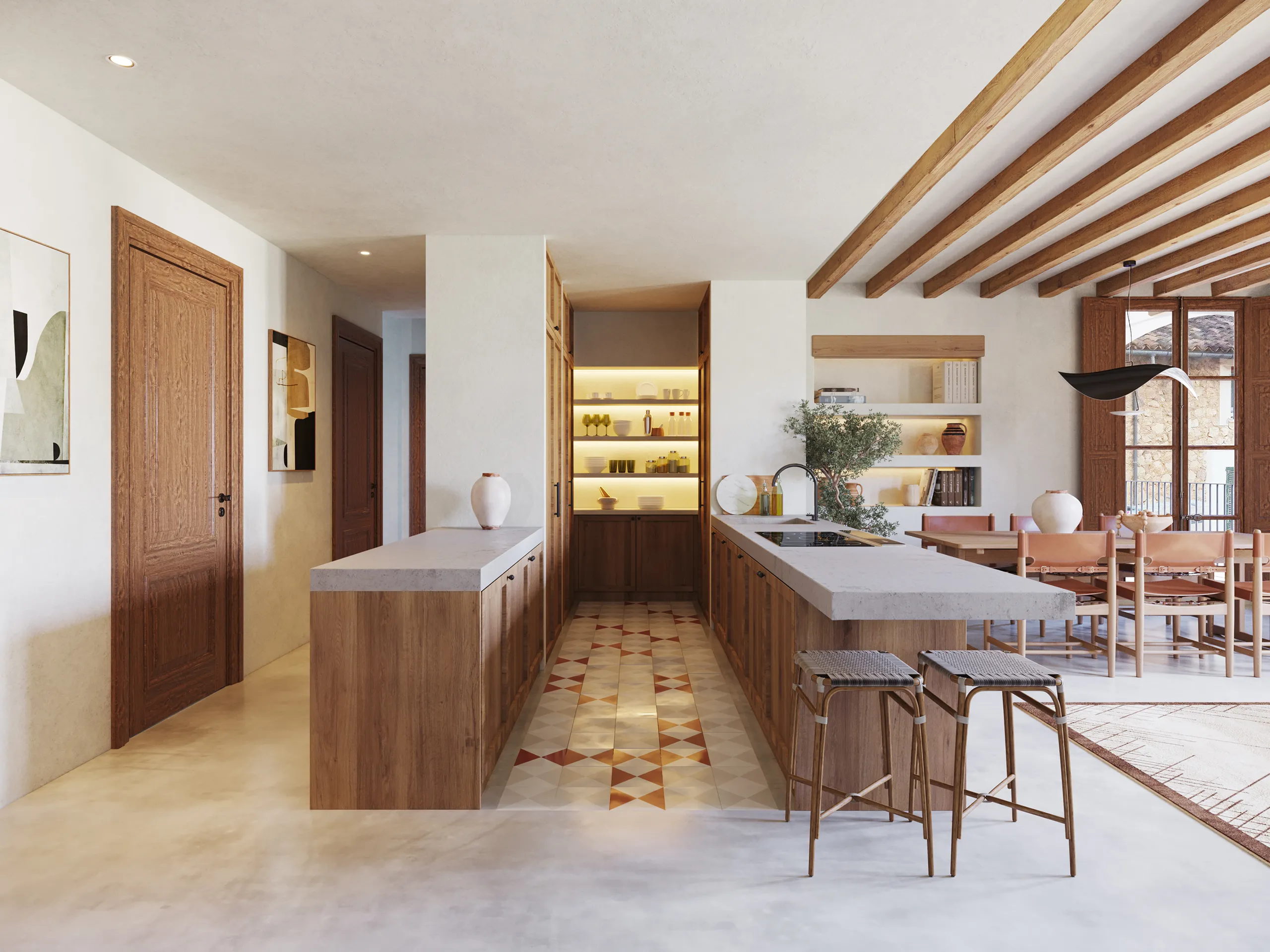 Cas Traginers Apartments Soller Mallorca Dining Photorealistic Rendering