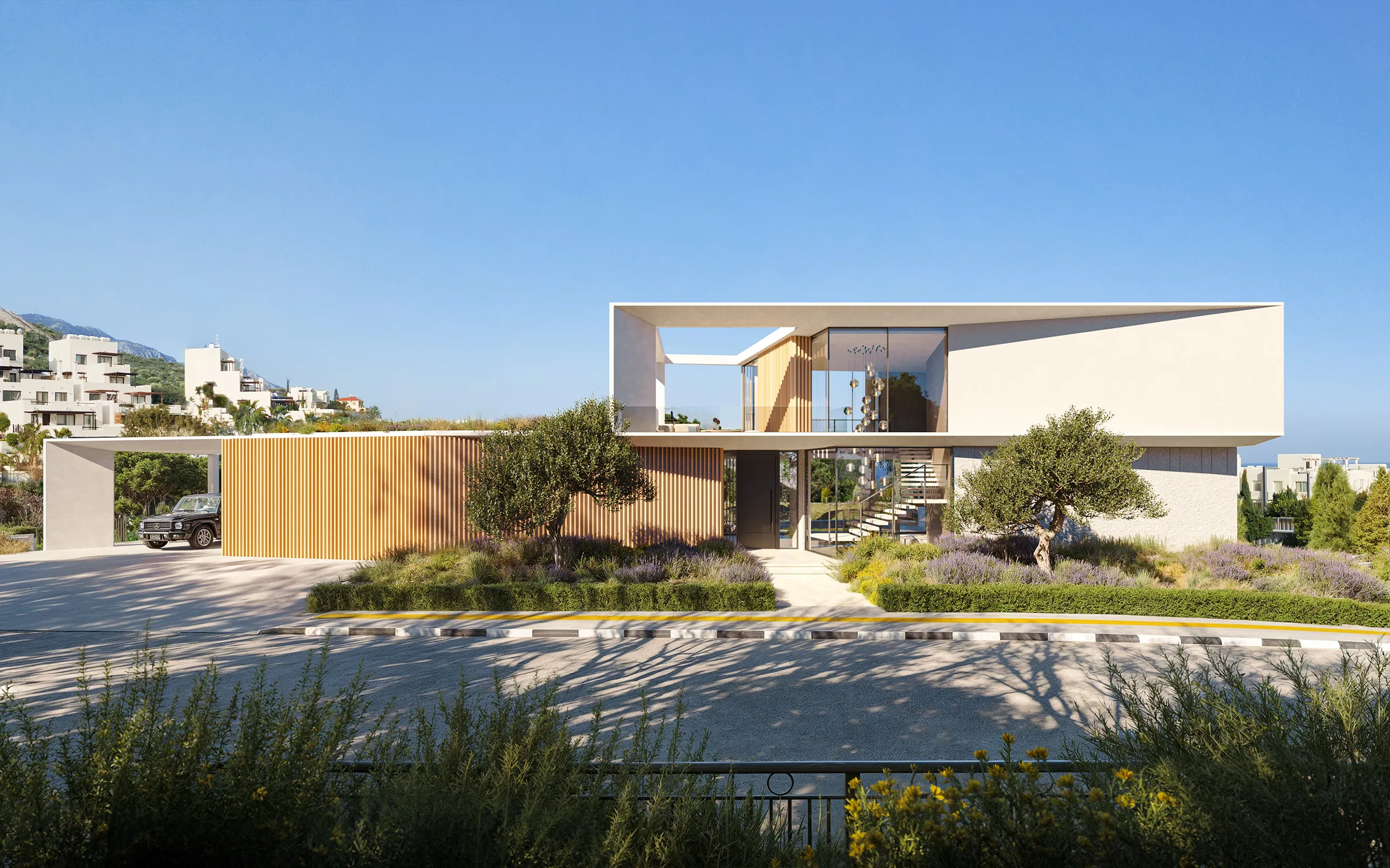 Villa Alsancak Cyprus Fachada renders fotorrealista