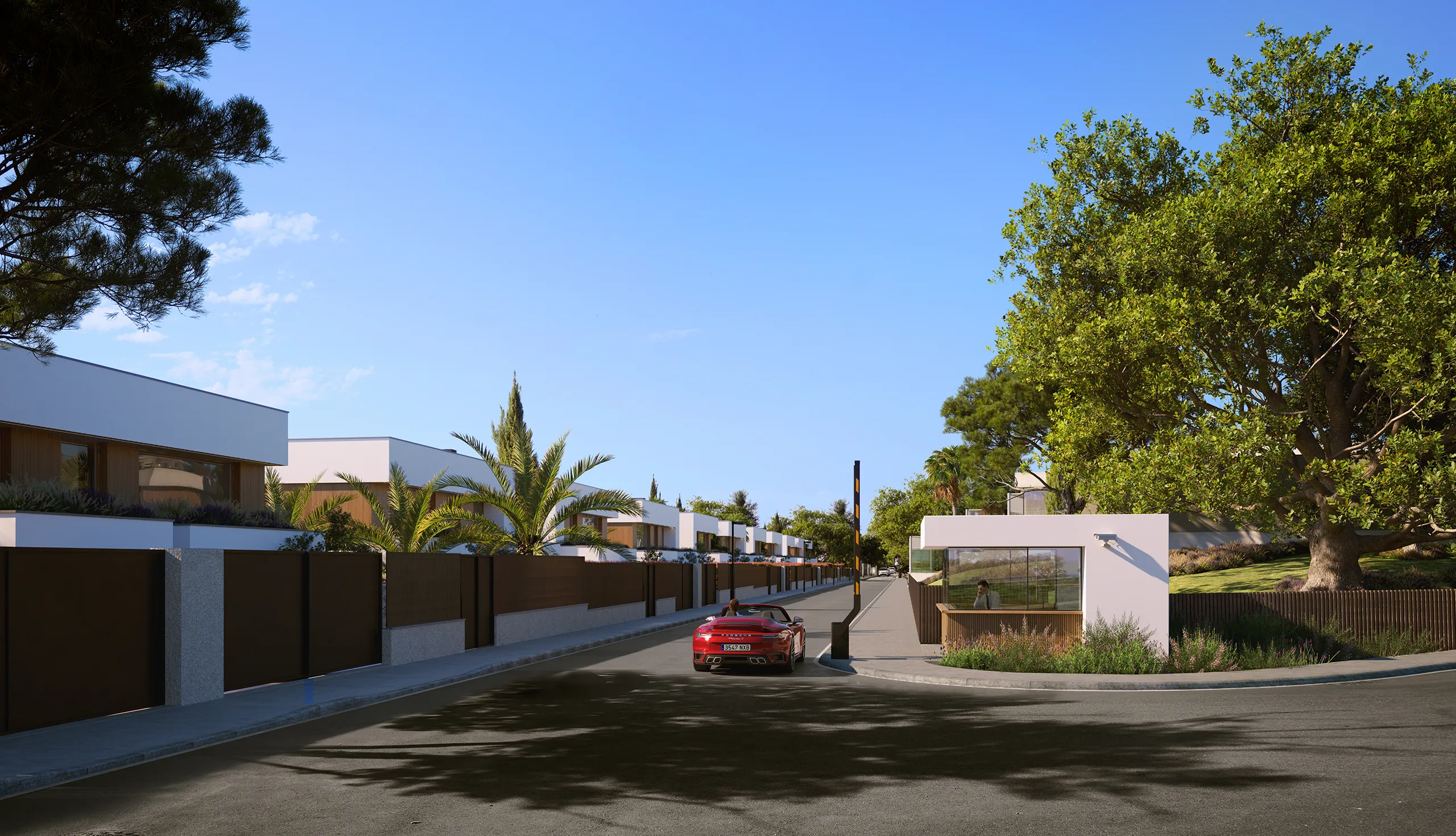 Casa Sitges Barcelona acceso rodado 3d arquitectura