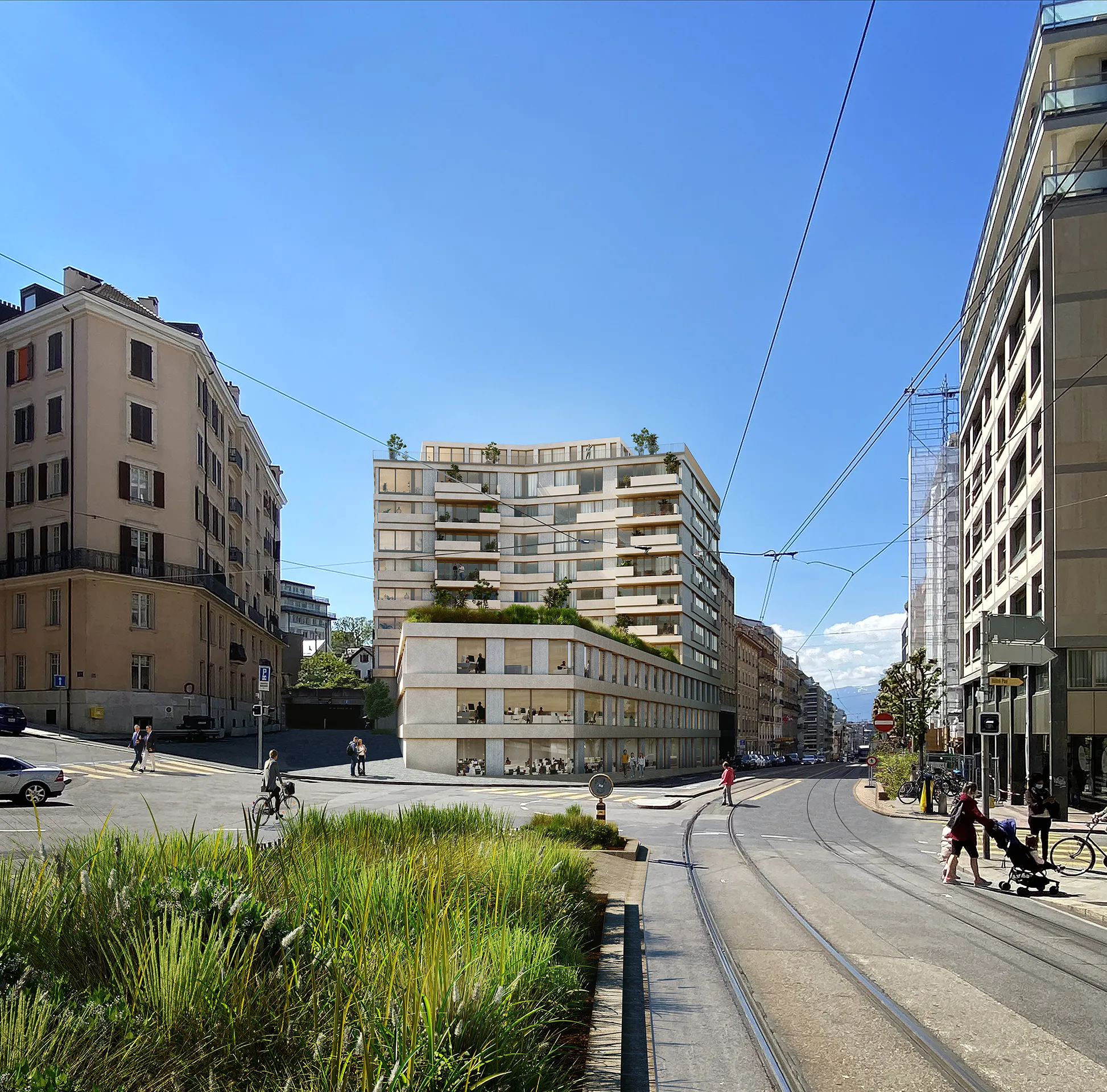 Residences Switzerland Fassade eye level Architecture Visualization