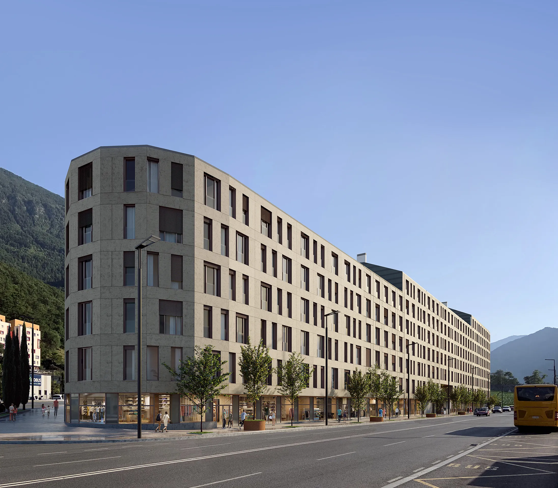 Viviendas Andorra La Bella Andorra Fassade eye level Architecture Renders