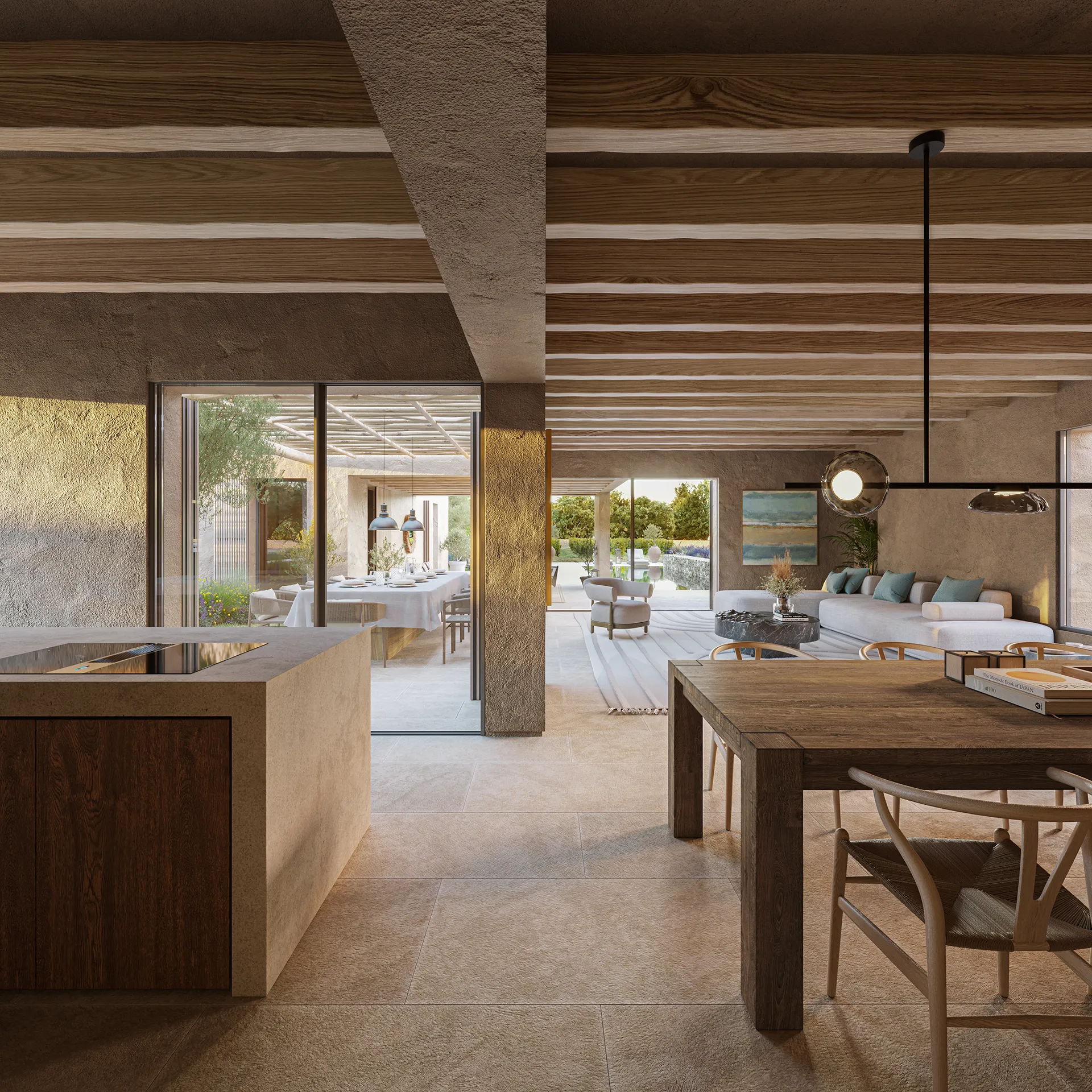 Villa Formentera Living Architectural Visualisation