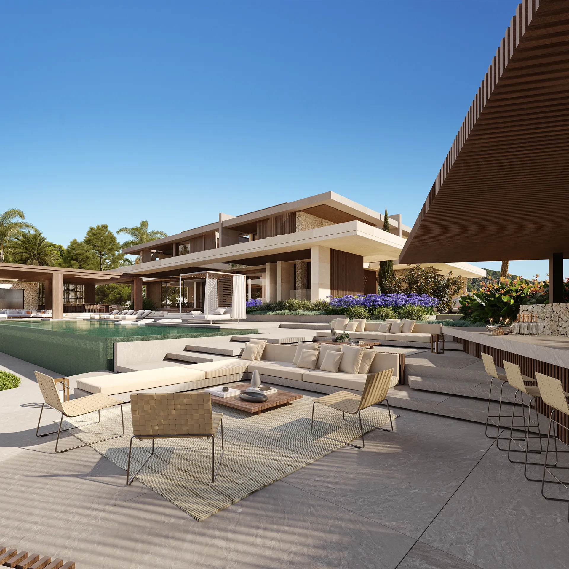 Estate Las Brisas Andratx Mallorca terrace architectural rendering
