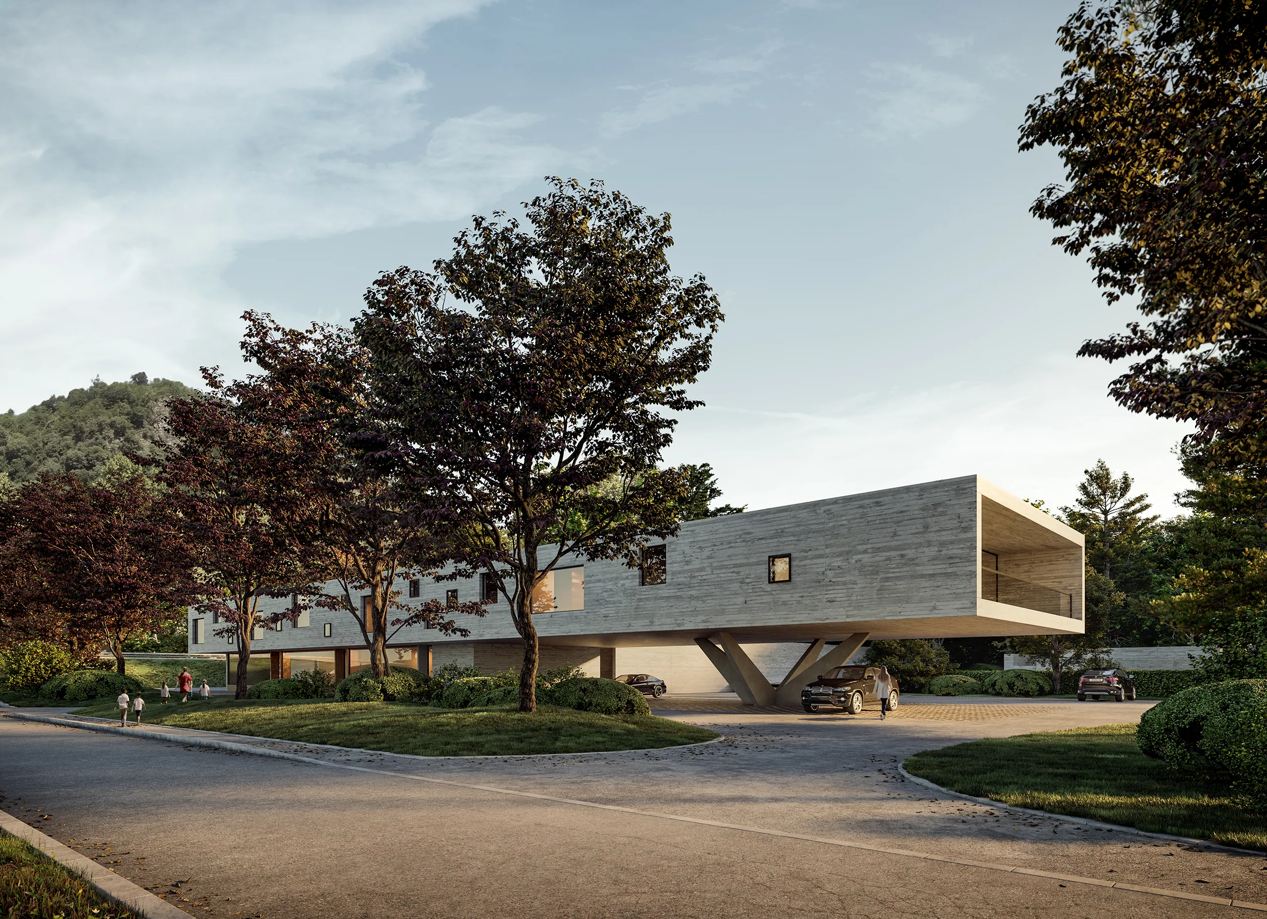 School Ticino Ticino Switzerland Fassade eye level Architecture Visualization