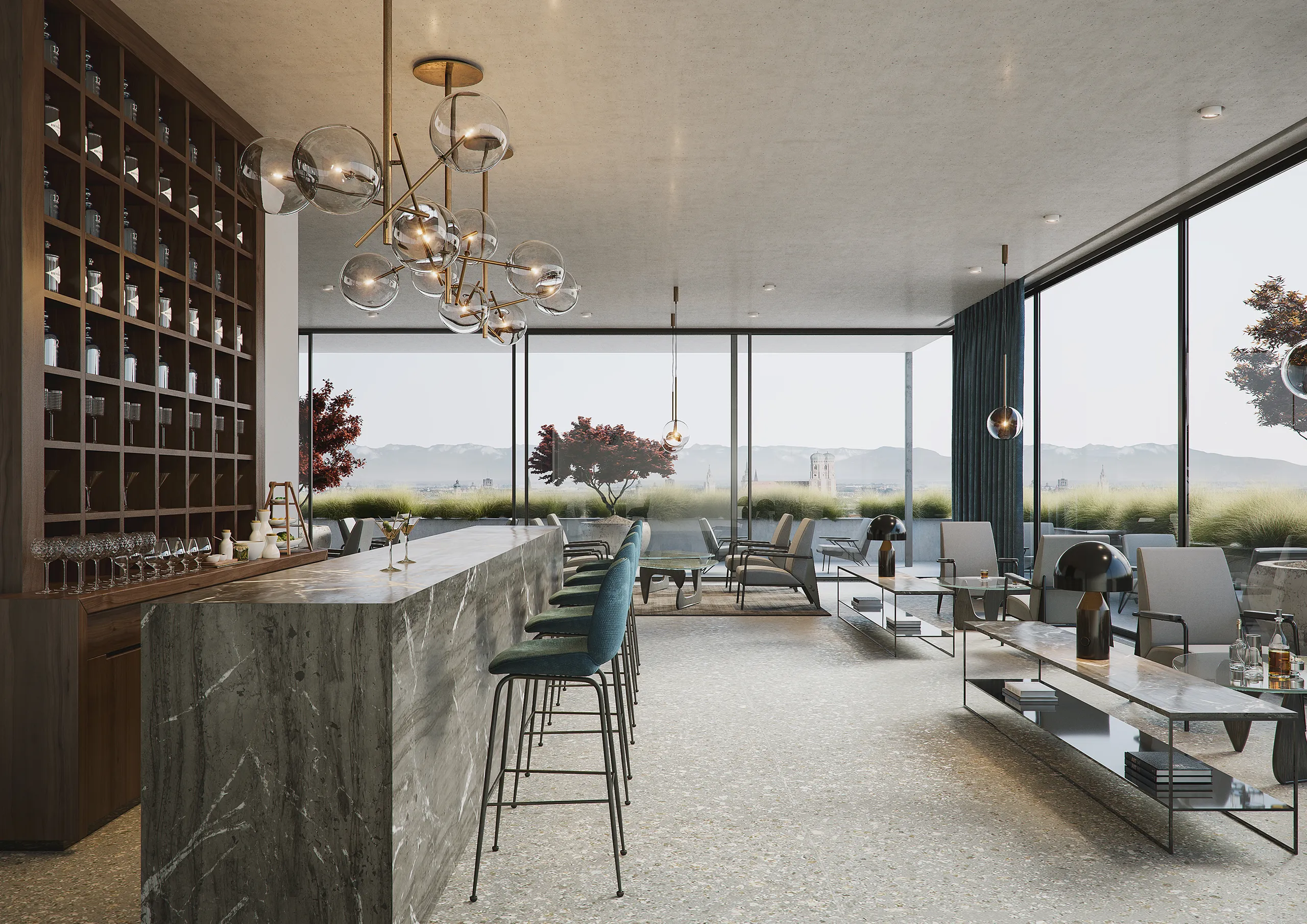 Hotel Munich Munich Germany Restaurant Bar Architectural renders