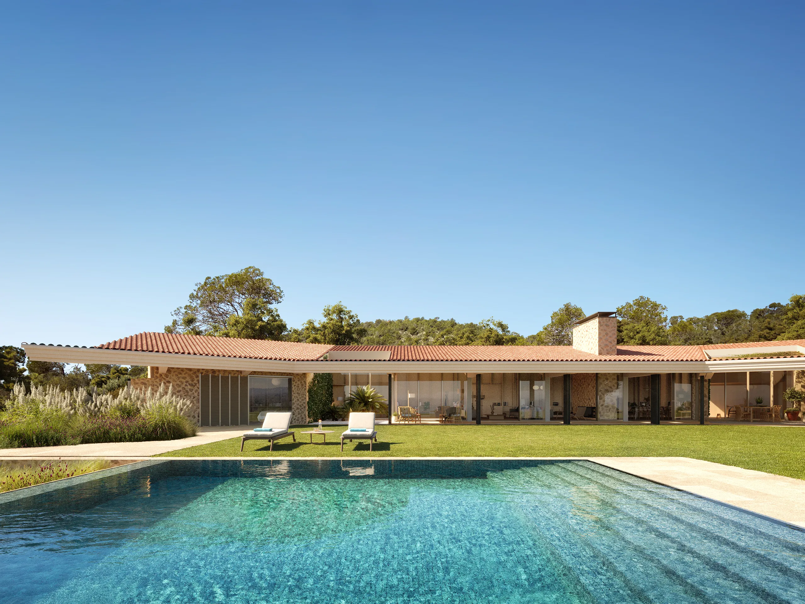 House Bunyola Mallorca Pool Real Estate Visualization