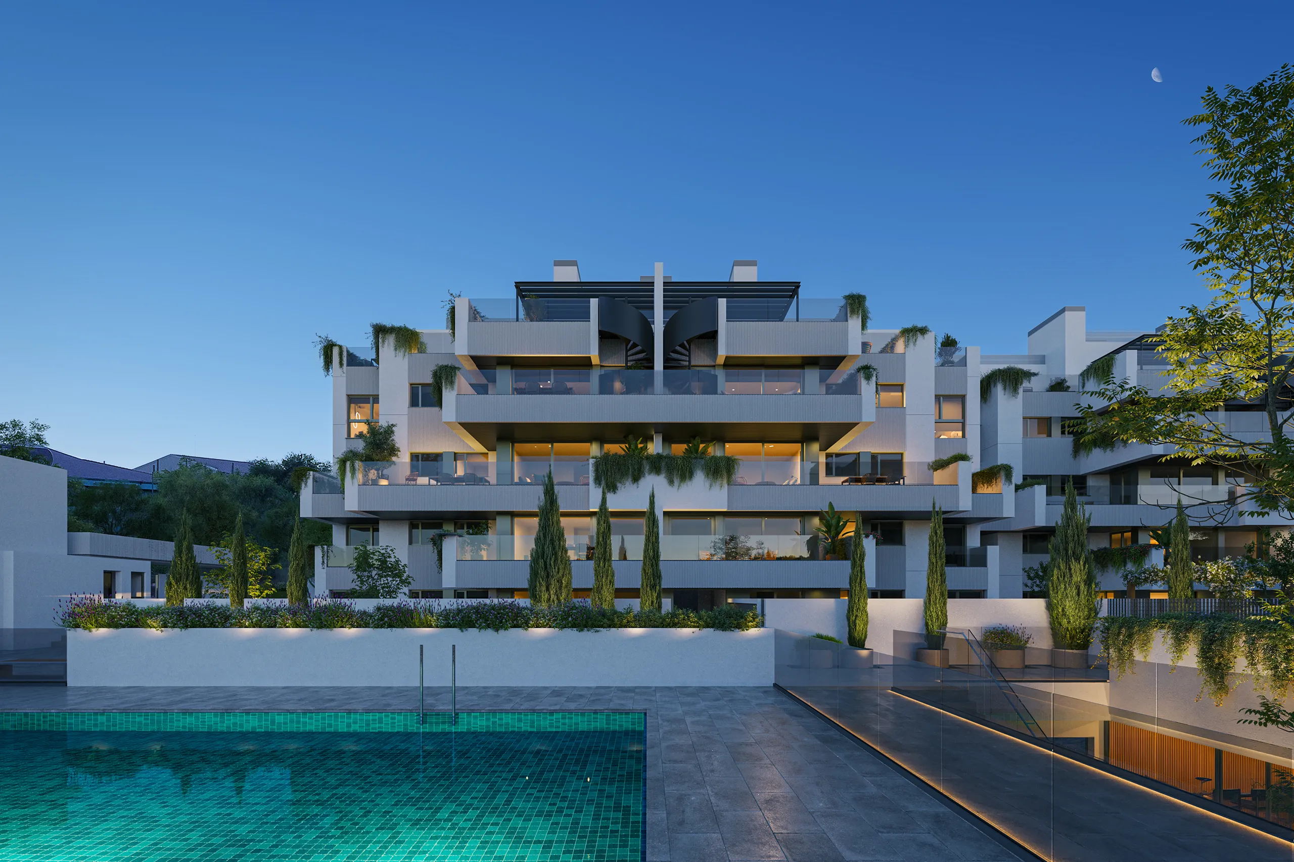 Viviendas Boadilla Madrid Pool Architectural Rendering