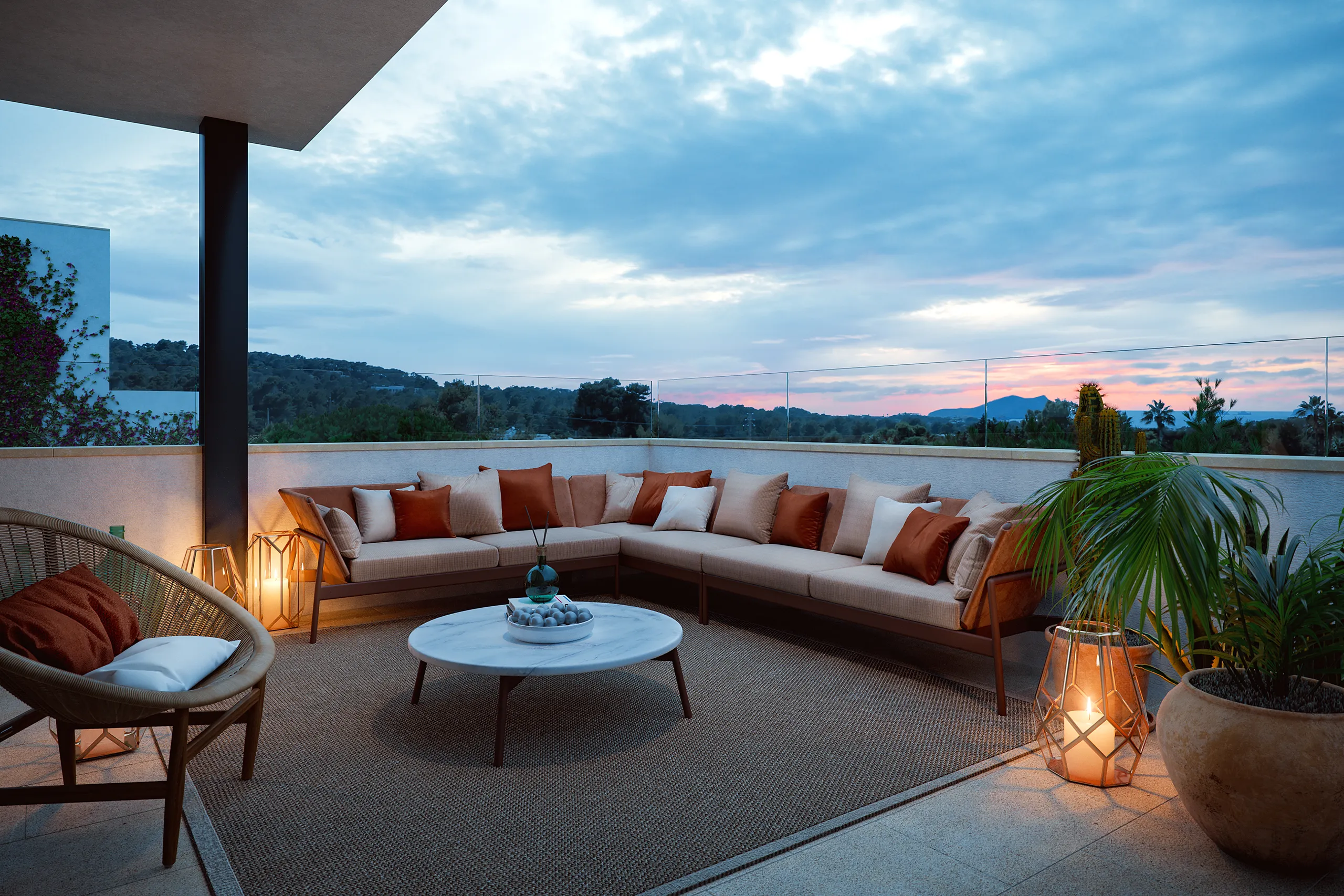 Villa Cala Comte Ibiza terraza Inmobiliario renders