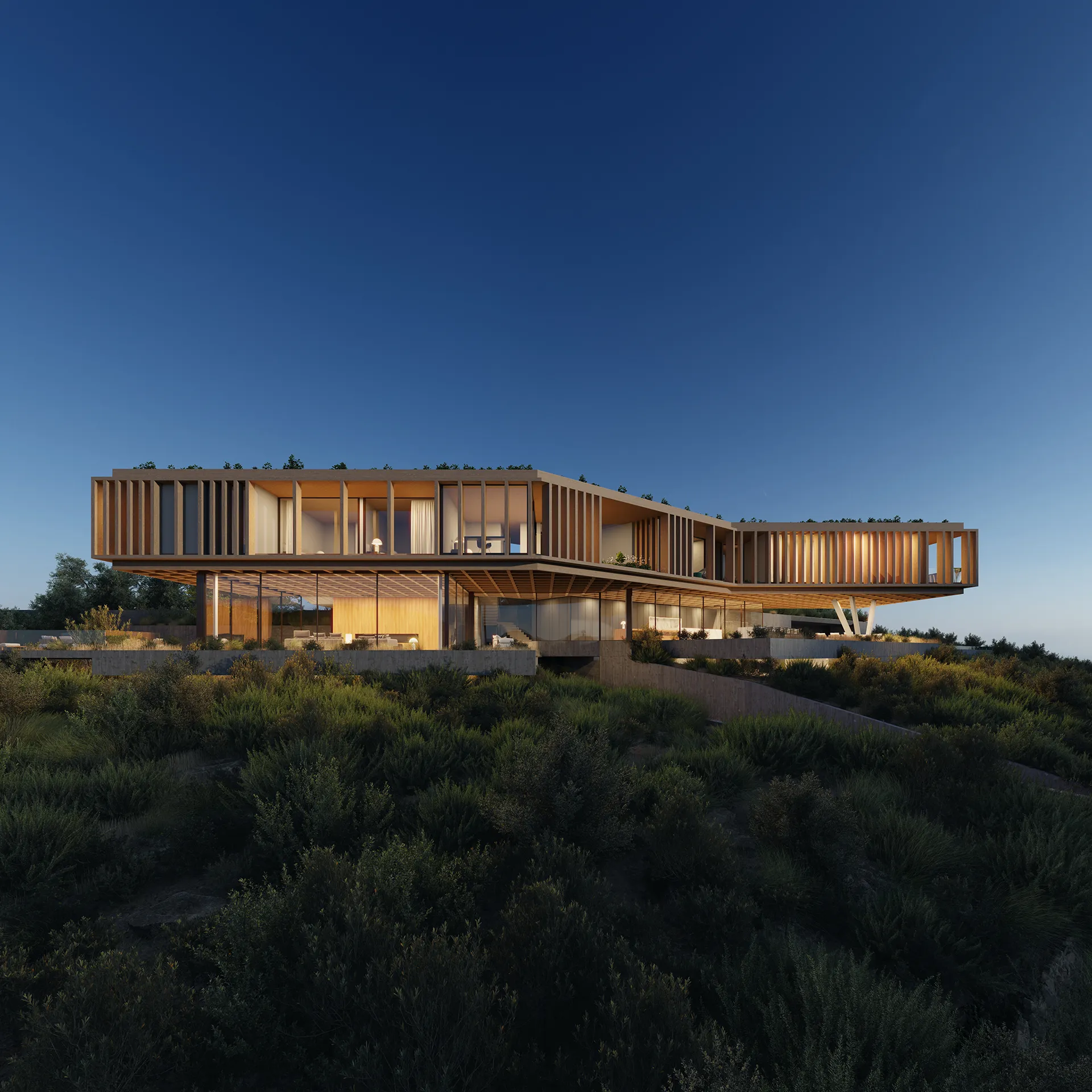 Villa Son Vida Mallorca Fachada Visualizacion Arquitectonica