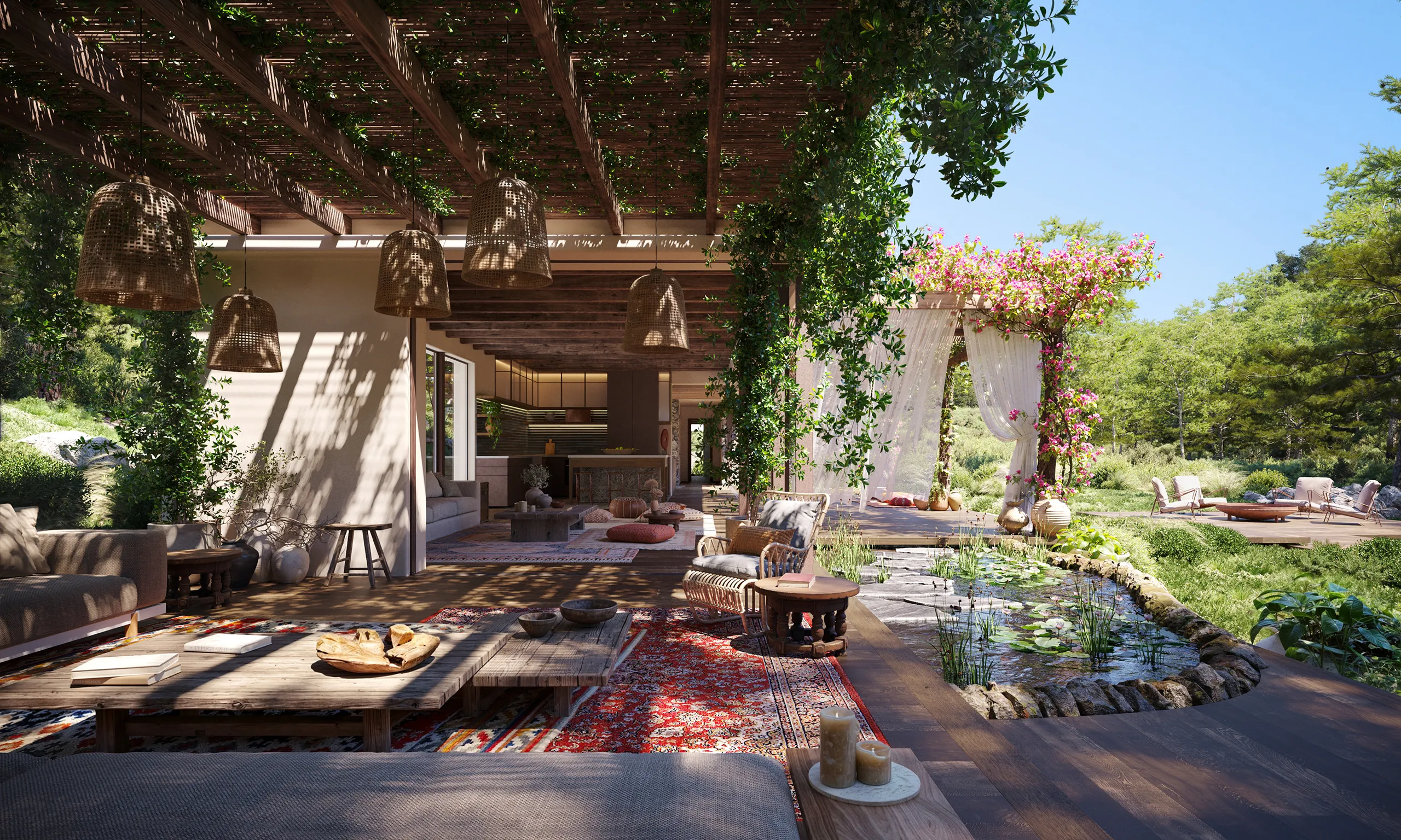 Finca Santa Gertrudis Ibiza pergola Render fotorrealista