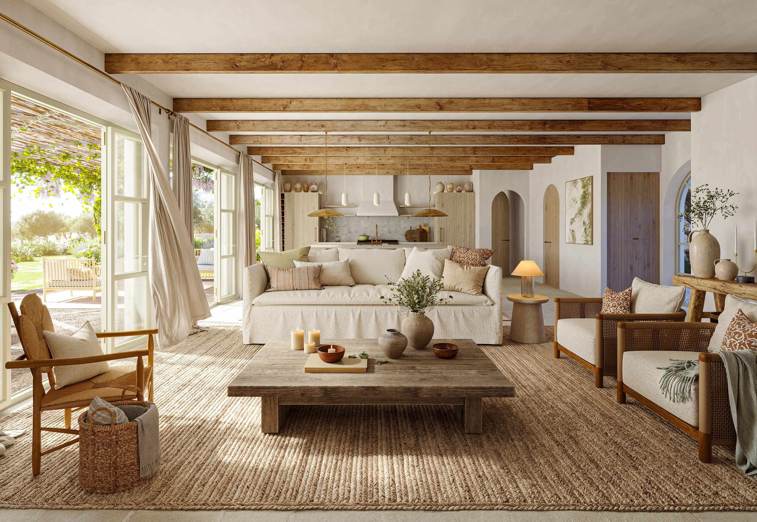 Villa Sta Maria Mallorca sala estar Inmobiliario renders