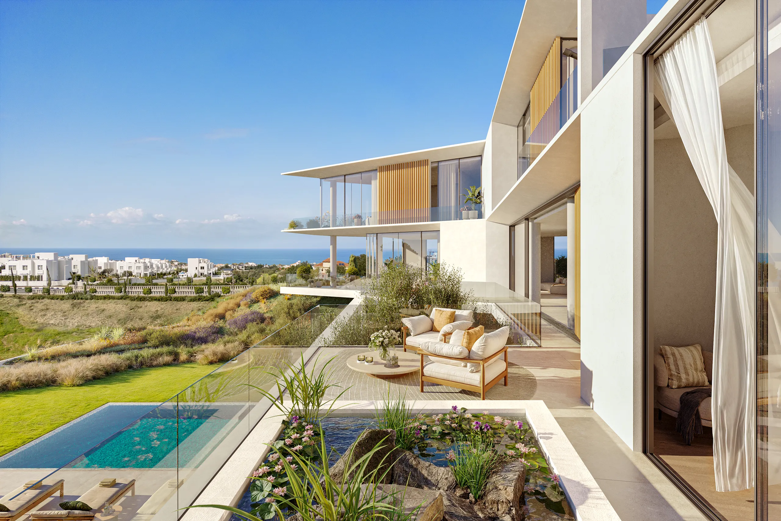 Villa Alsancak Cyprus terraza Render arquitectura