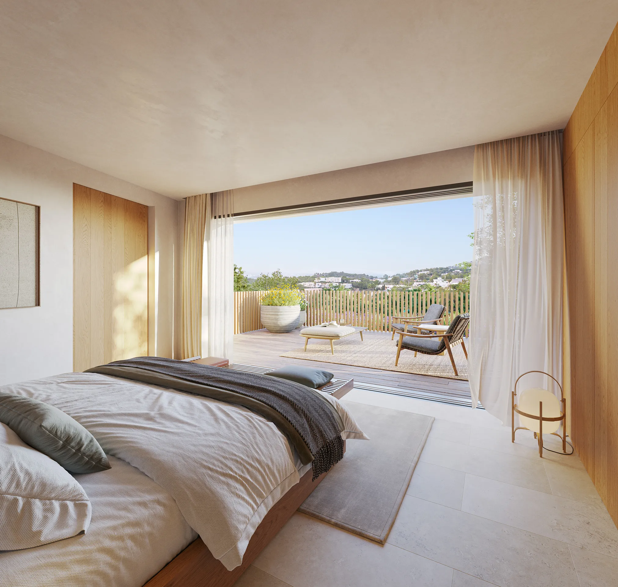 Villa Cap Martinet Ibiza Bedroom Photorealistic Rendering