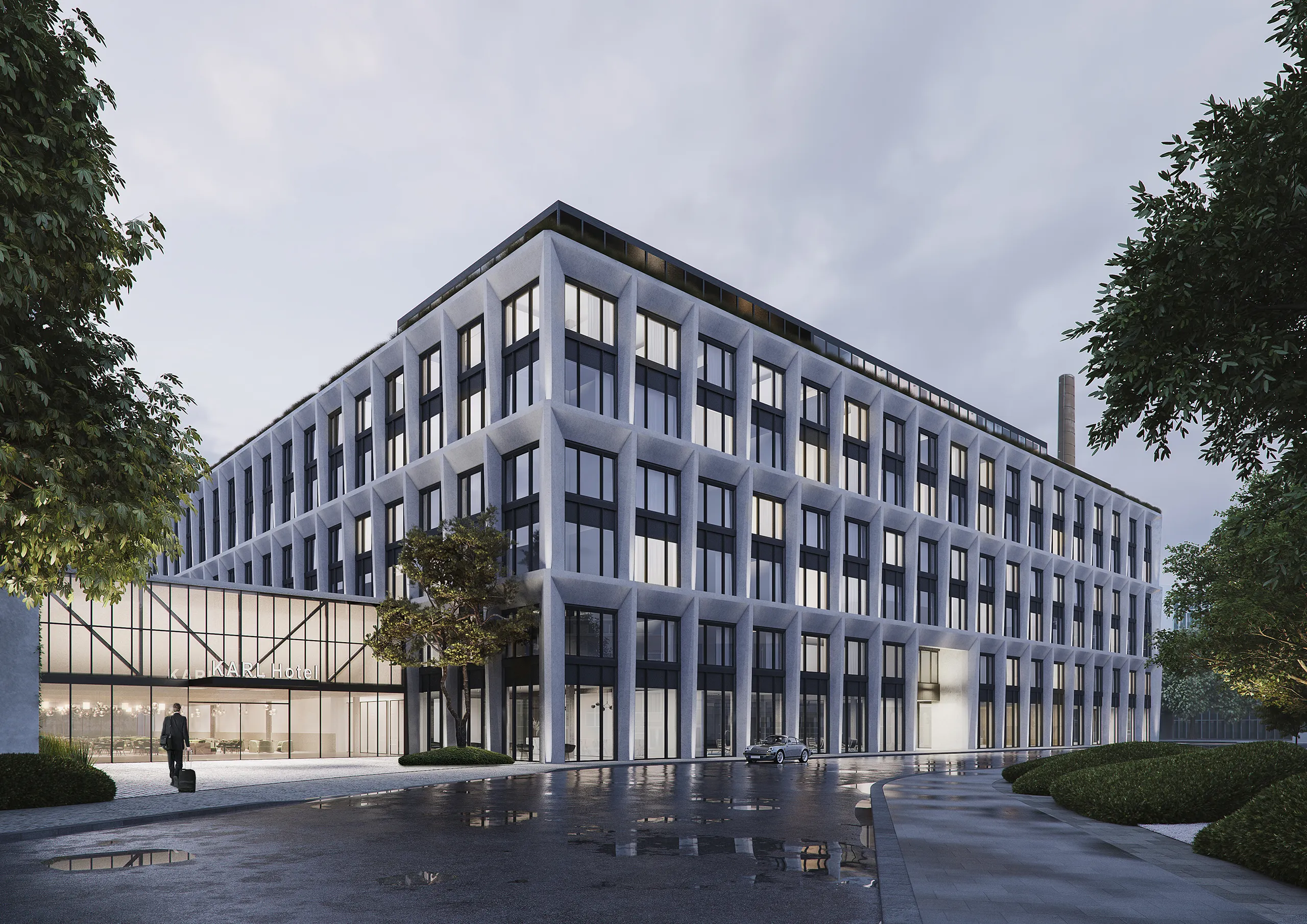 Hotel Munich Munich Germany Fassade eye level Photorealistics Renderings