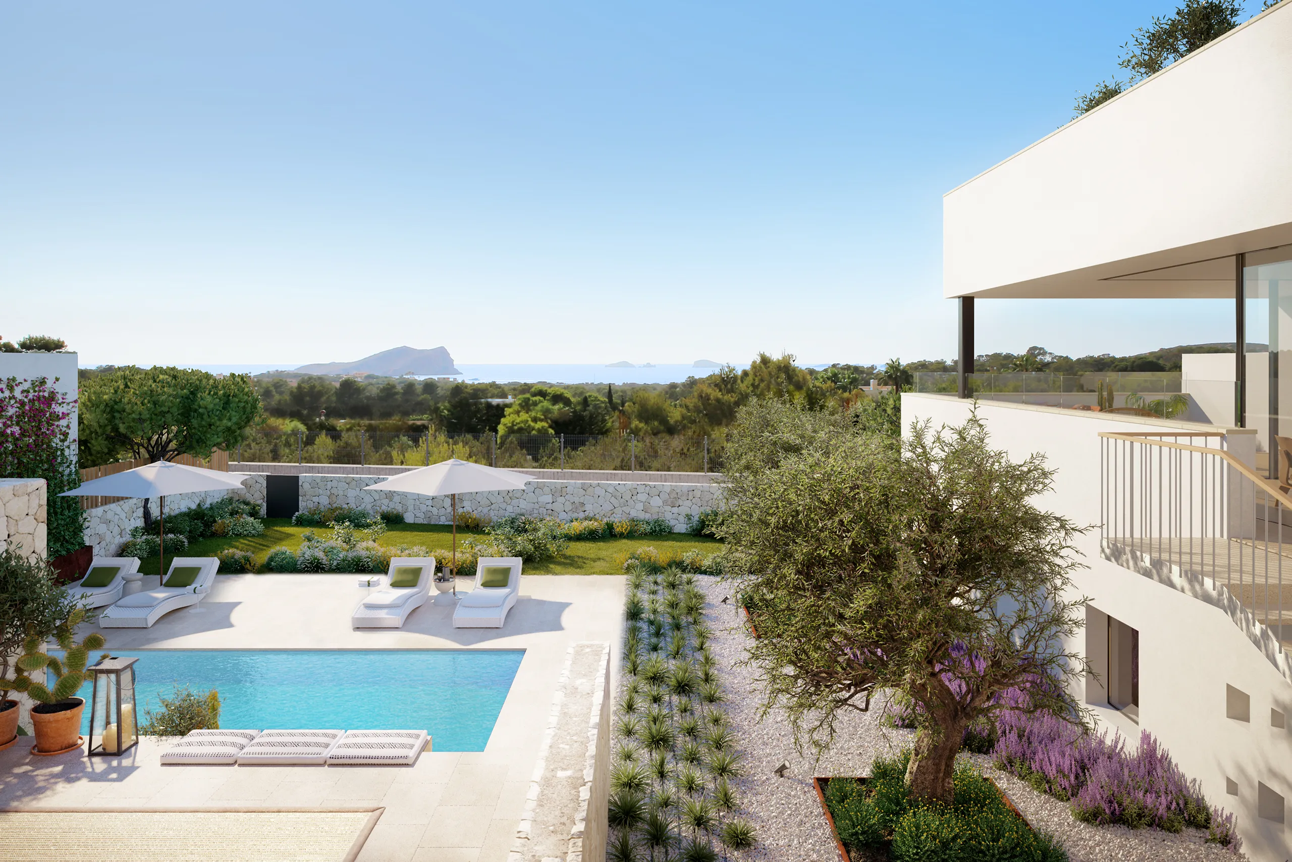 Villa Cala Comte Ibiza piscina Render arquitectura